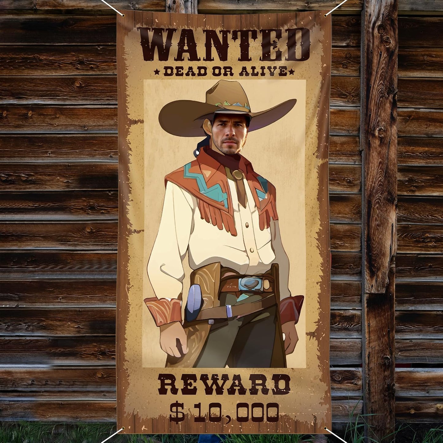Western Party Decorations, Wanted Poster Backdrop Western Photo Booth Props Cowboy Photo Prop Backgroud for Cowboy Cowgirl Birthday My First Rodeo Party Photoshoot for Adult BST326L