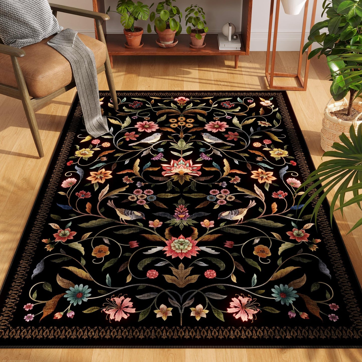 Vintage Medallion Floral Kitchen Runner 2x6, Machine Washable Rug, Soft Low Pile, Non-Slip Carpet for Hallways, Laundry, Bedroom, Bathroom, Entryway | Pink BST220