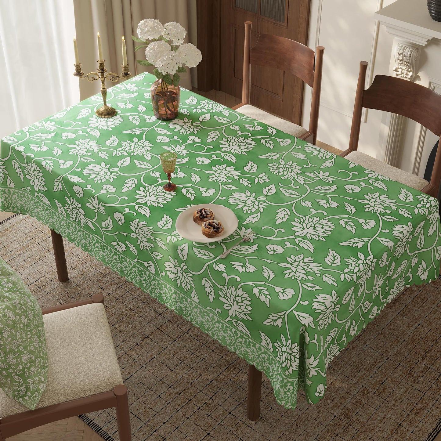 Easter Tablecloth 60x84 Inch Rectangular, Spring Tablecloth, Plaid Bunny Egg Washable Polyester Table Cloth, Fabric Table Cover for Party Picnic Dinner Decor,Easter E BST326H