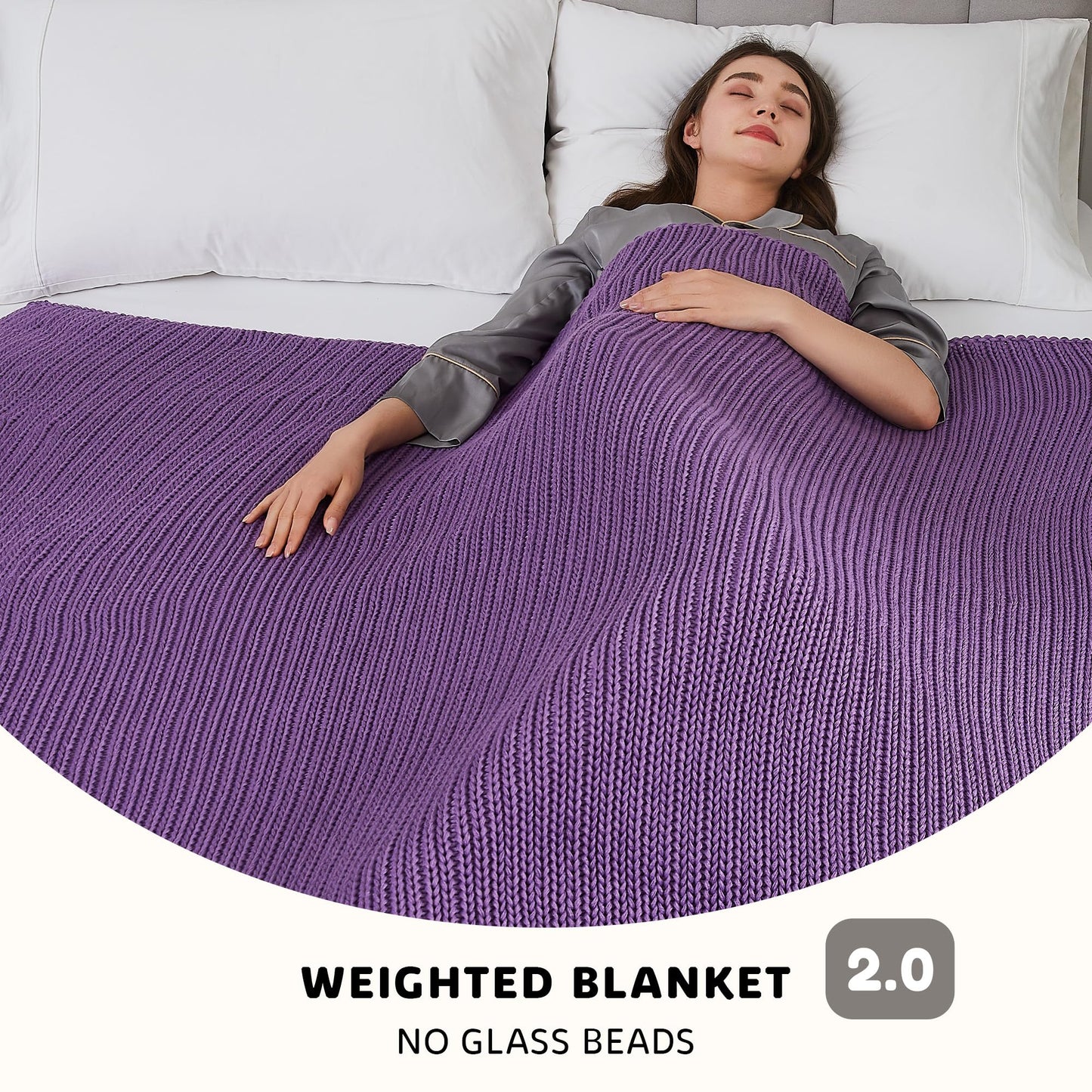 L'AGRATY Knitted Weighted Blanket - 48"x72" 12lbs Cooling Chunky Knit Heavy Blanket for Adults Braided Crochet Throw Thick Cable Yarn Knit Decorative No Beads Evenly Weighted Machine Washable | No Beads Evenly Weighted Machine Washable Chunky Braided Croc