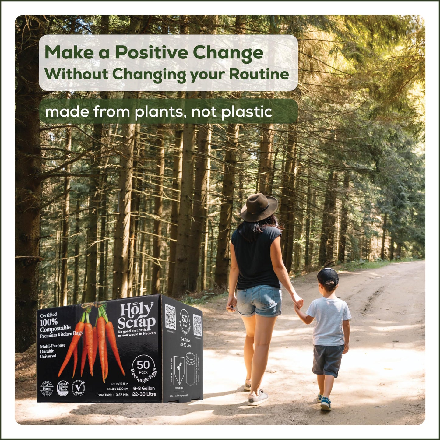 Small Compostable Trash Bags - 2.6 Gallon, 100 Pack, 100% Plastic-Free Decomposing Kitchen Food Waste Trash Can Bags & Liners, Thick Countertop Garbage, Bathroom & Bio Bin Bags