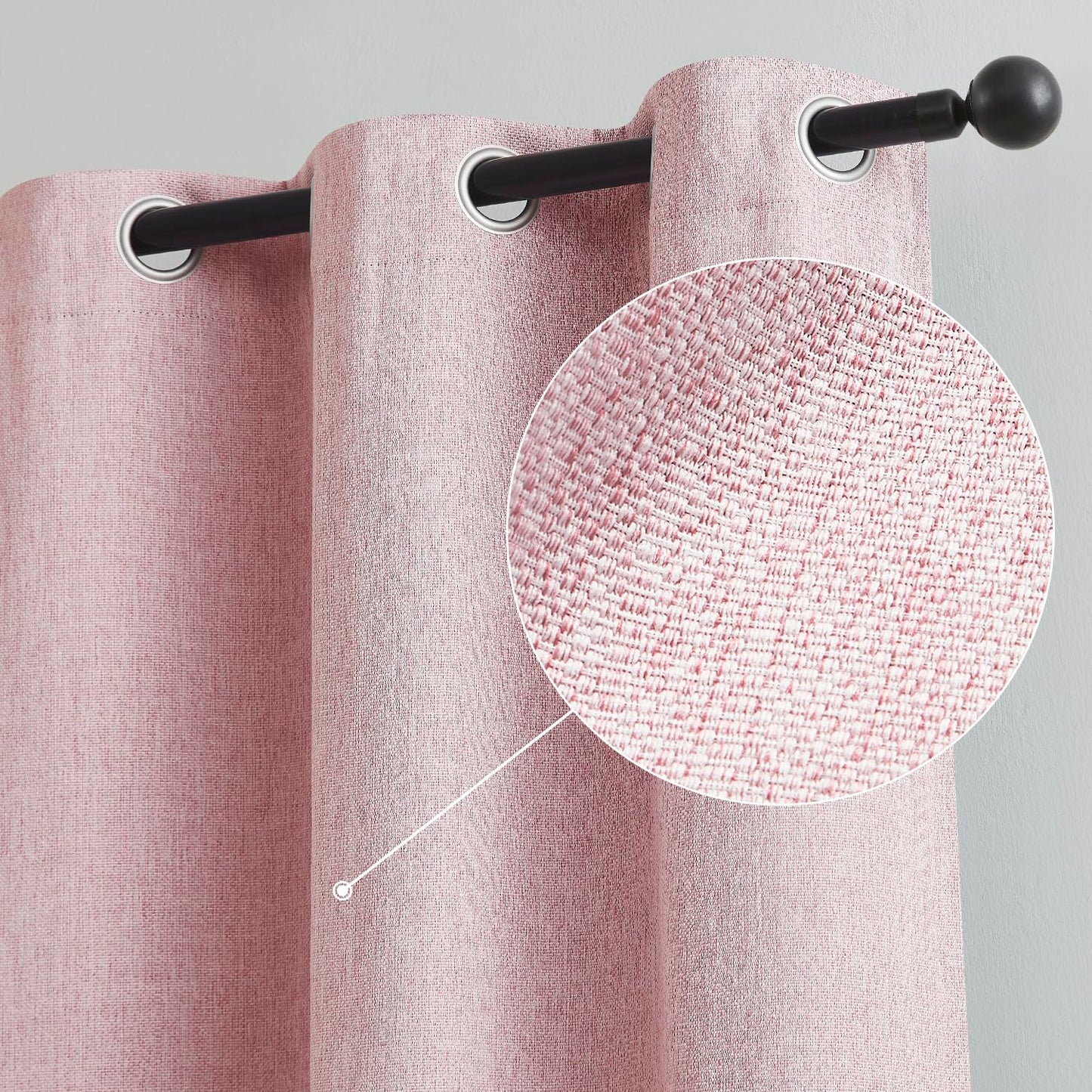 Grey Full Blackout Linen Curtains 84-inch-Long Thermal Insulated Noise Reducing Bedroom Drapes Rustic Farmhouse Triple Weave Window Treatment Set for Theatre, Nursery, 40"x84"x2, Grey BST202