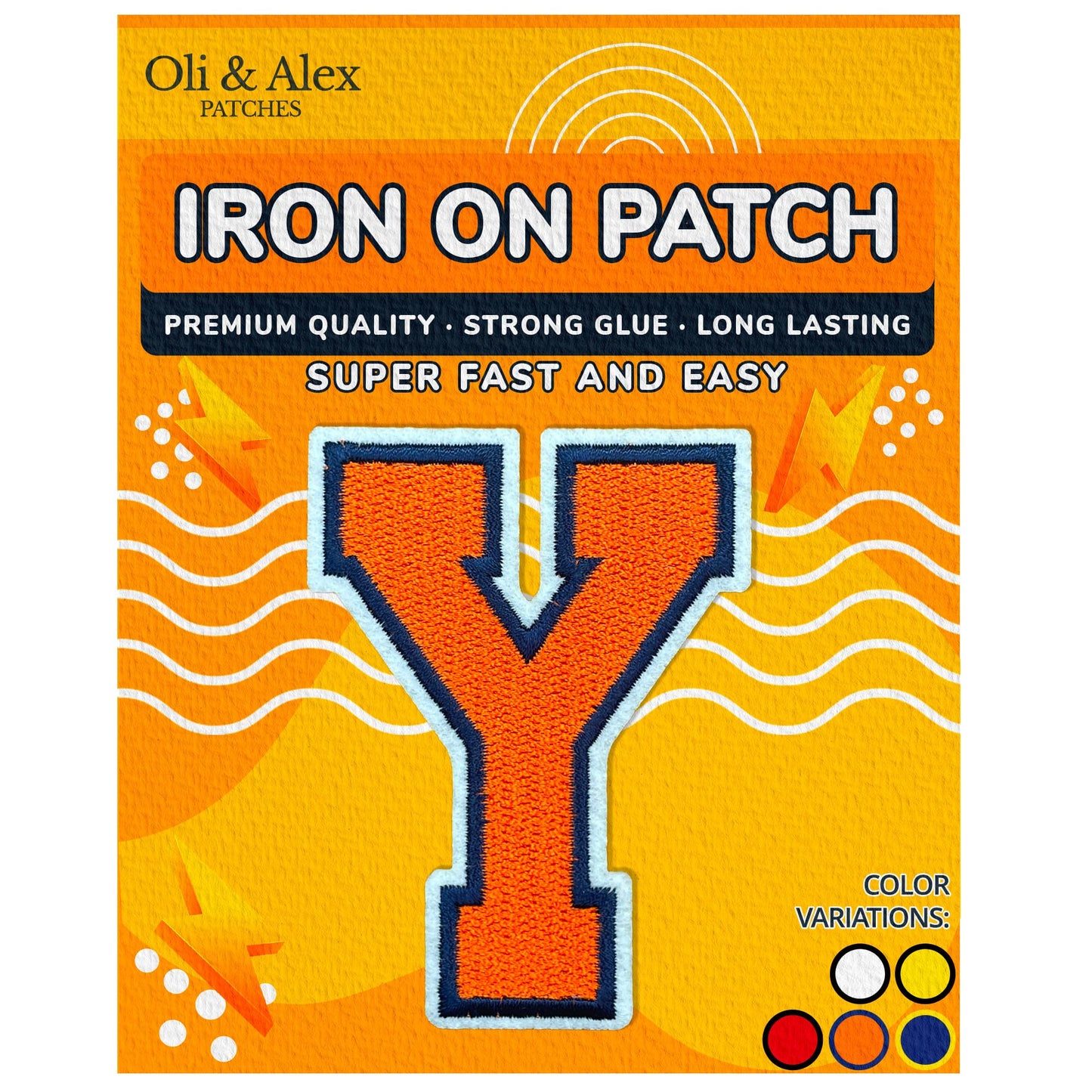 Iron on Letters Patches - Letter Patch for Clothing - Embroidered Patches for Clothes - Embroidery Appliques Team School University - Sew on Appliques 3.26 inch – Yellow, O BST220