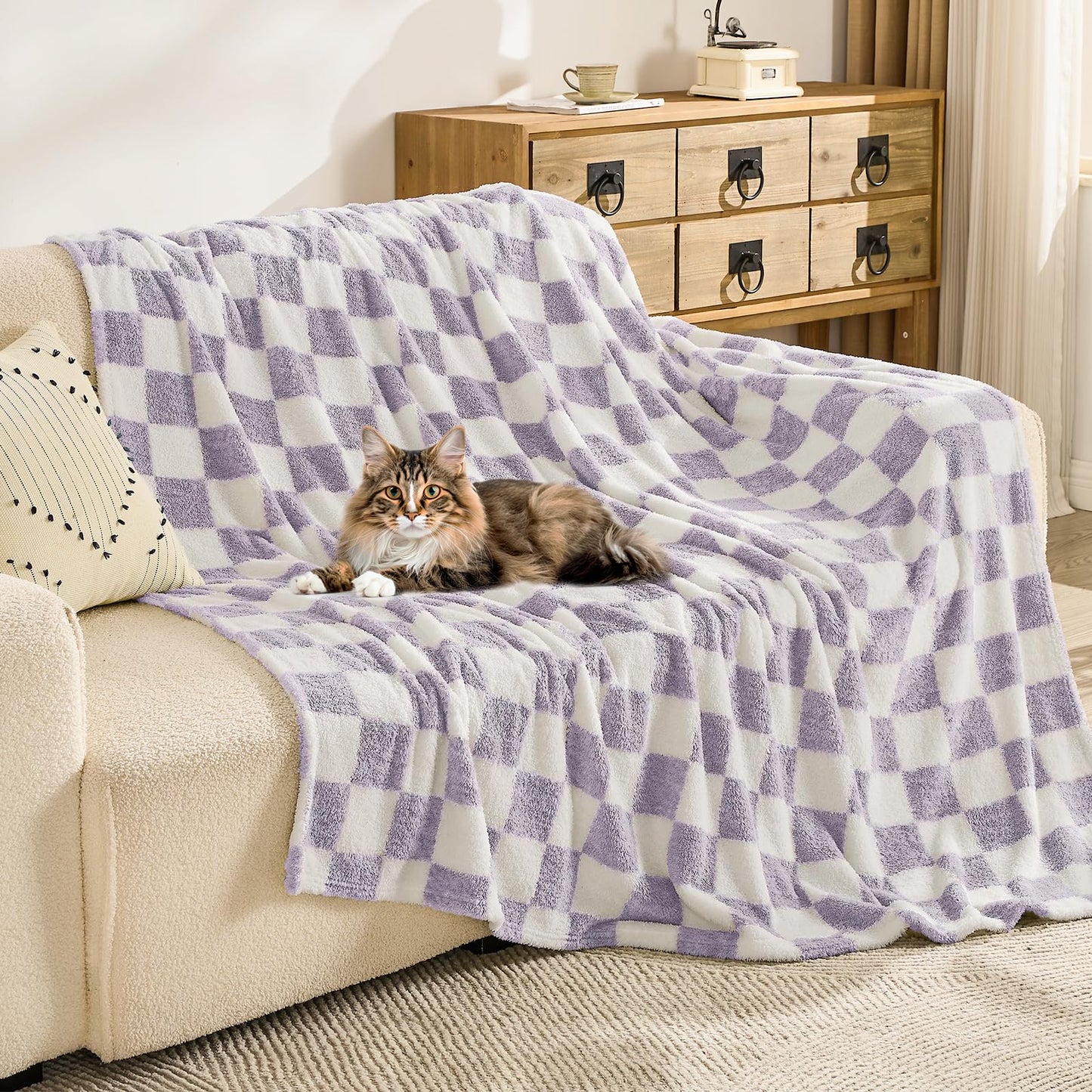 EMME Fleece Blanket, 3D Jacquard Throw Blanket for Couch and Bed, Soft Cozy and Fluffy Blankets Lightweight Luxury Flannel with Waffle Design (Navy Blue, 50" x 60") BST202