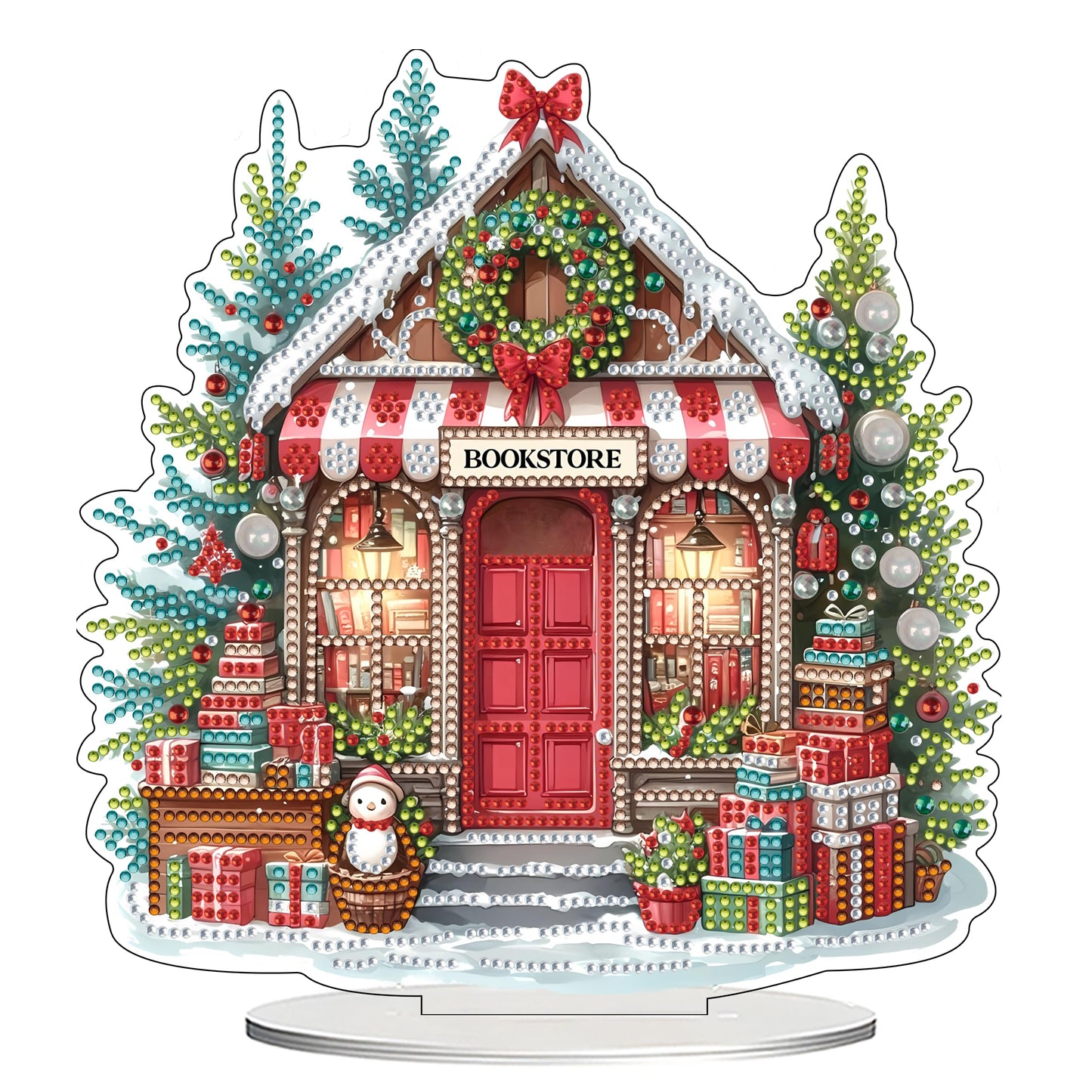 JJFox DIY 5D Tabletop Diamond Art Painting Kit， Desktop Ornament Special Shaped Rhinestone Desk Placement Ornament，Home Office Stand Up Gem Painting Craft Kit，Gift (Father Christmas-2) BST202