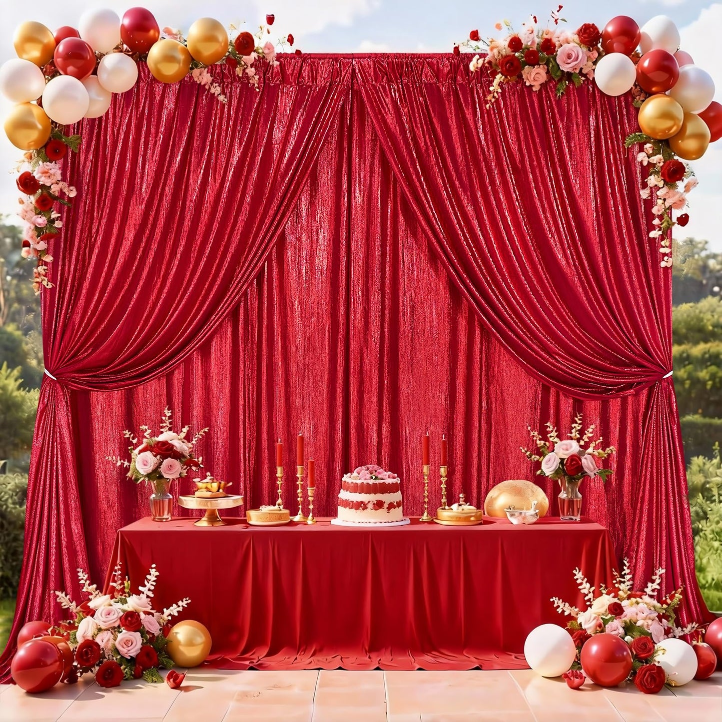 Gold Backdrop Curtains for Birthday Party: 4.8ftx8ft Sequin Background Baby Shower Curtain Drapes for Graduation Arch Backdrop WN420