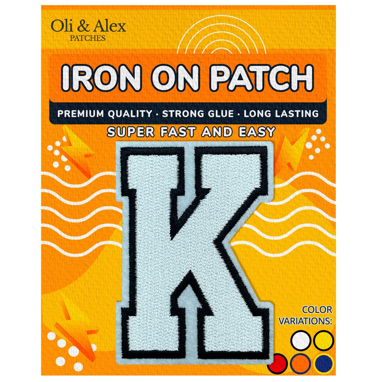 Iron on Letters Patches - Letter Patch for Clothing - Embroidered Patches for Clothes - Embroidery Appliques Team School University - Sew on Appliques 3.26 inch – Yellow, O BST220