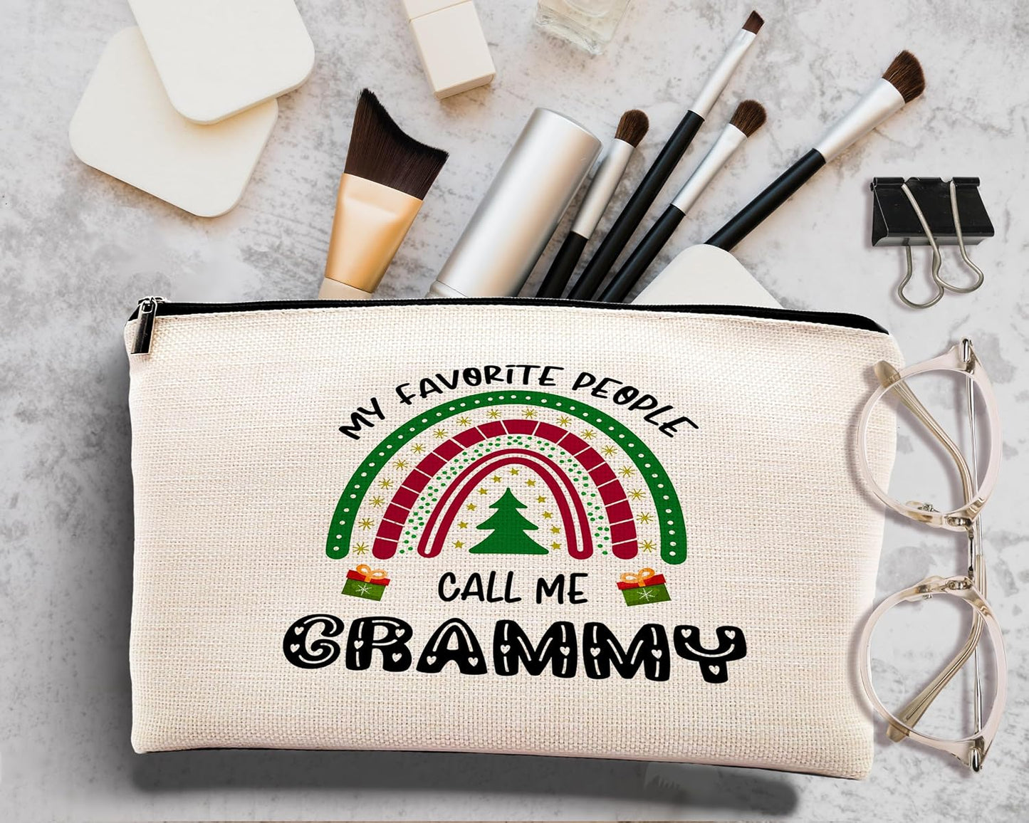 kdqua Grammy Gifts Makeup Bag, Best Grandma Gifts from Granddaughters Grandsons, Grammy Gift for Christmas Birthday from Grandkids Cosmetic Bags Zipper Pouch Travel Organizer Toiletry Bag BST326L