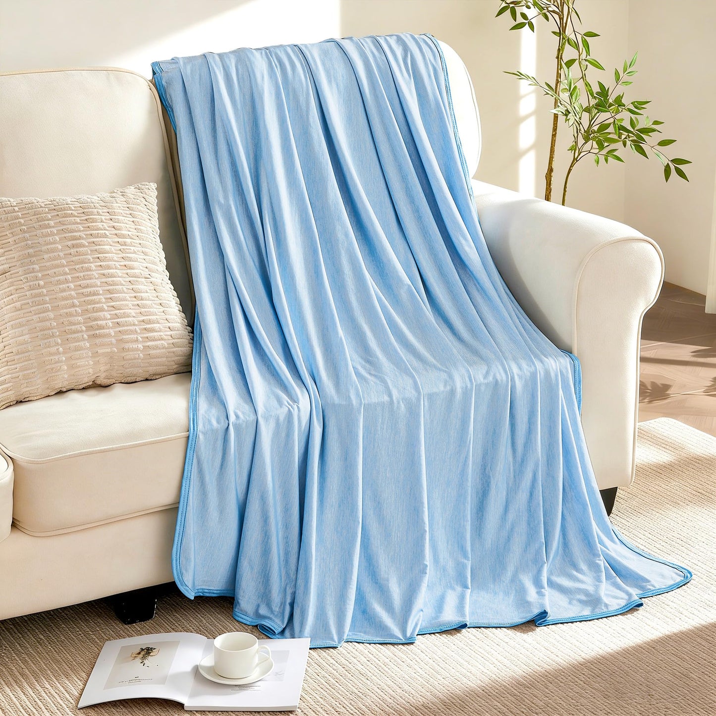 VFROO Cooling Blanket for Hot Sleepers Twin Size 60''×80'', Summer Blanket Thin Lightweight Breathable, Absorbs Sweat Heat to Keep Adults Cool, Cold Blanket for Sleeping on Bed Couch, Grey BST326H