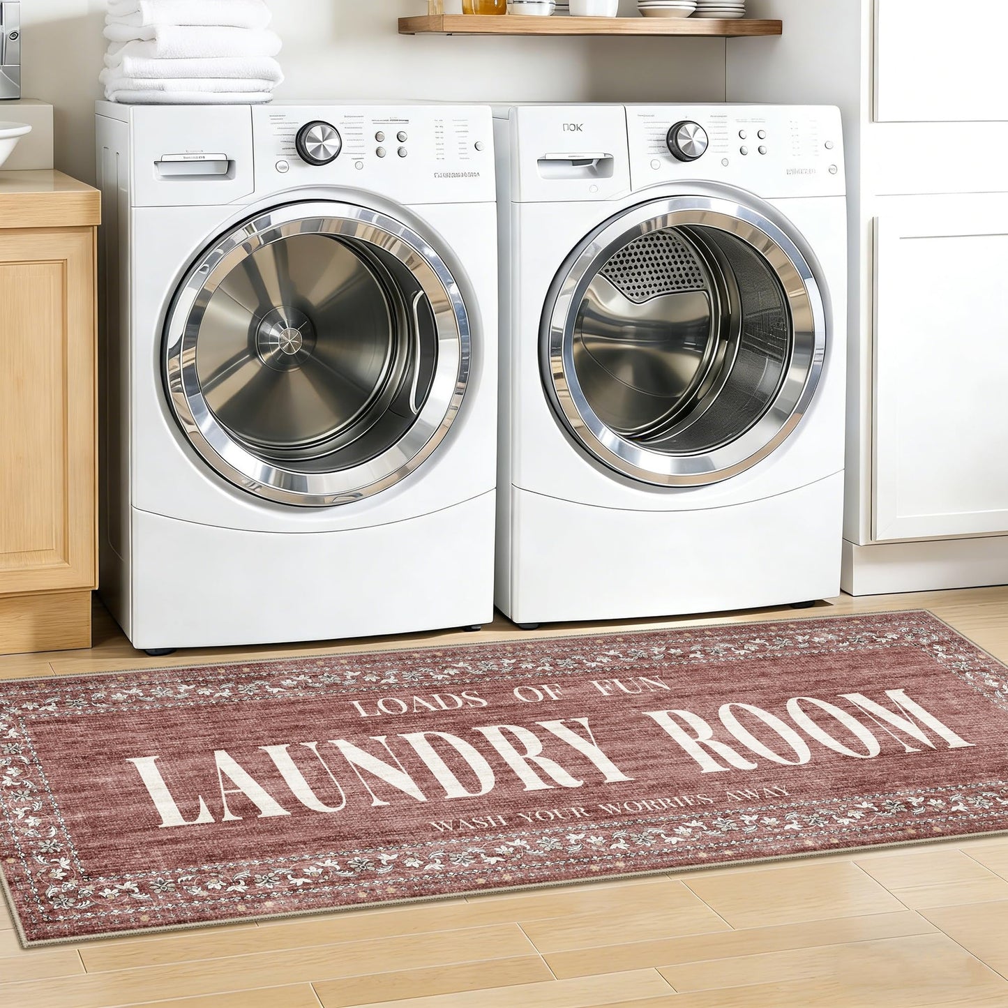 TOPRUUG 2x8 Kitchen Runner Rug: Non-Slip Kitchen Rugs Stain Resistant Kitchen Mats for Floor Low-Pile Carpet for Sink Soft Kitchen Runners Non Skid Washable 8 ft Mat Home Decor 2'x8' Beige BST202