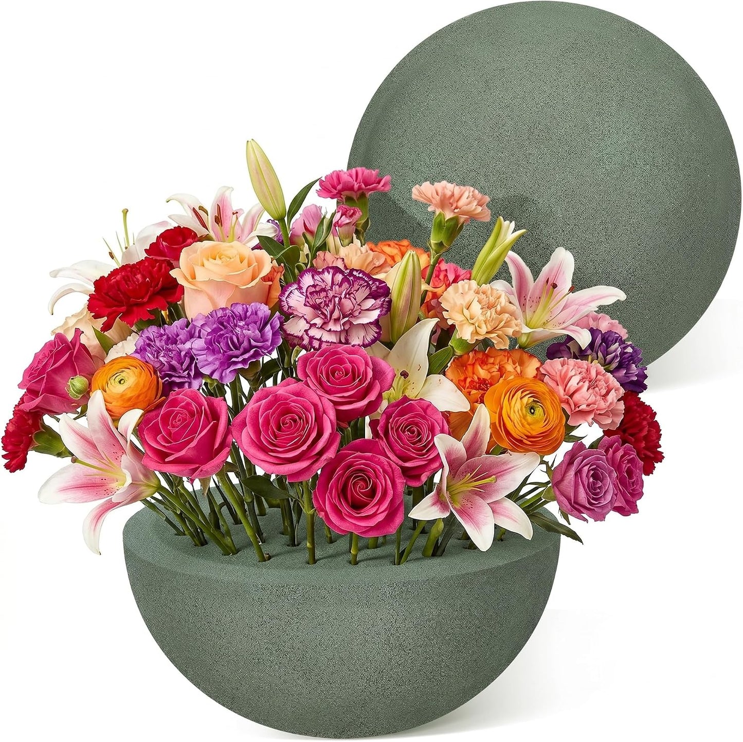 BESTOYARD Floral Foam Full Balls, 4.72" W x 4.72" H Round Green Dry & Wet for Flower Fresh or Artificial Flower Arrangements, Florist Ball for Craft Supplies, Wedding, Birthdays, Home Decor BST326H