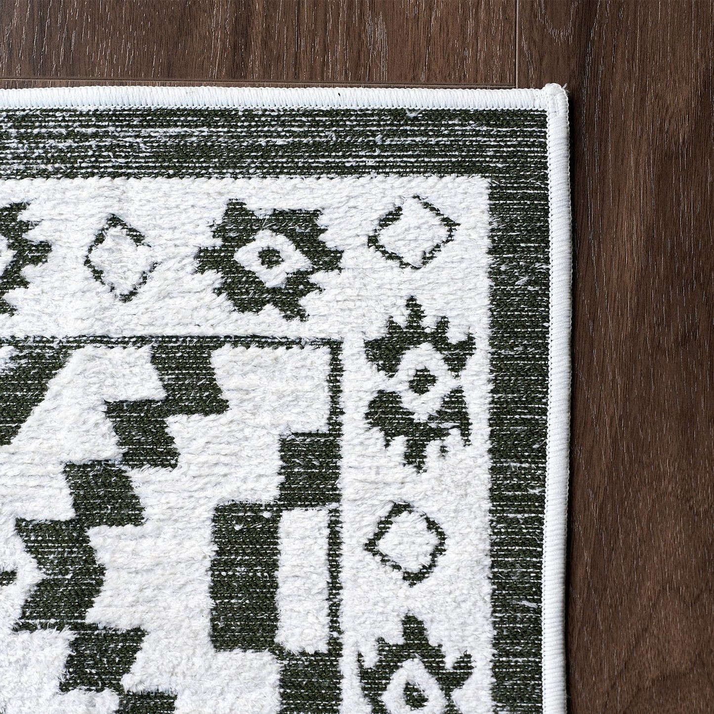 Moroccan Washable Area Rug 3x5, Geometric Tribal Decorative Woven Rug, Non-Slip Boho Farmhouse Soft Low-Pile Area Rug for Living Room Bedroom Nursery Dining Table, Dark Brown/White BST326H