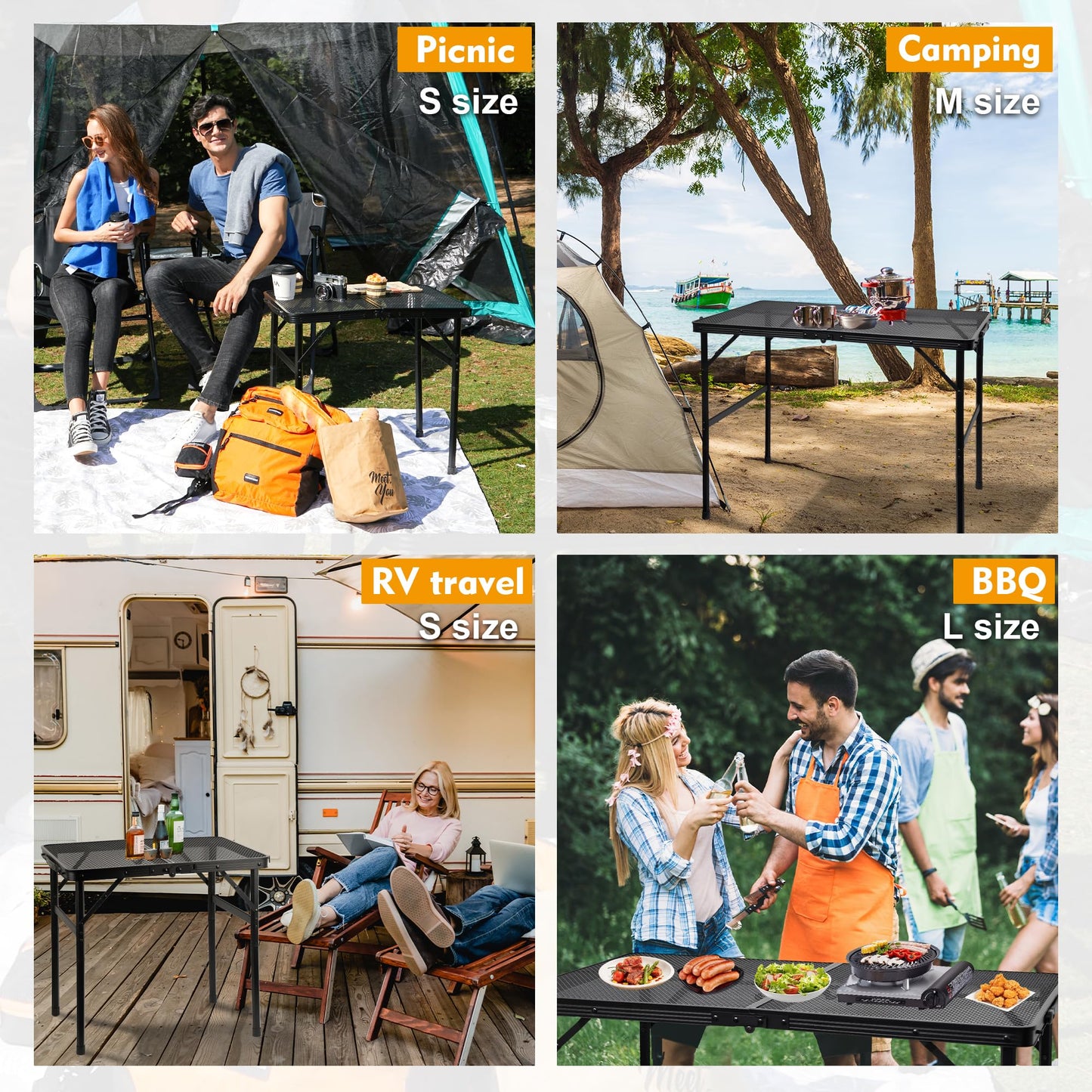 GREGIN Camping Table with Mesh Desktop, Lightweight & Portable Folding Grill Table N27