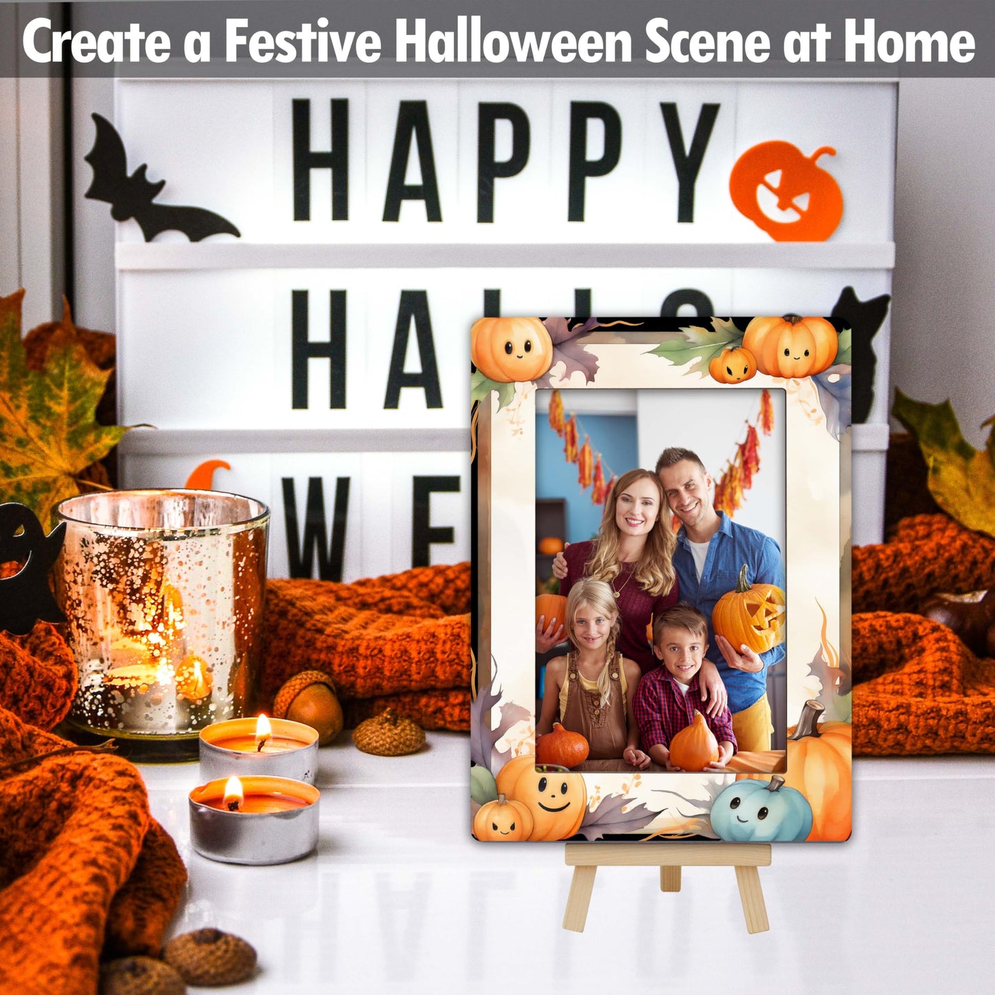 Fall Orange Picture Frames, Autumn Harvest Wooden 4x6 Photo Frame with Easel, Thanksgiving Gifts for Home Office Tabletop Display Decorations - D02 BST326L