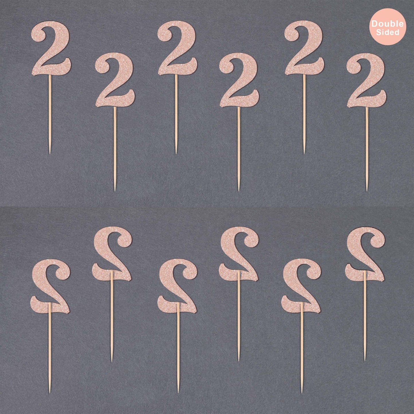 Gexolenu 24 PCS Rose Gold Double-sided 3rd Birthday Cupcake Toppers, Glitter Age THREE Cake Picks Decor, Third Happy Birthday Party Decorations Baby Shower Anniversary Party Supplies BST220