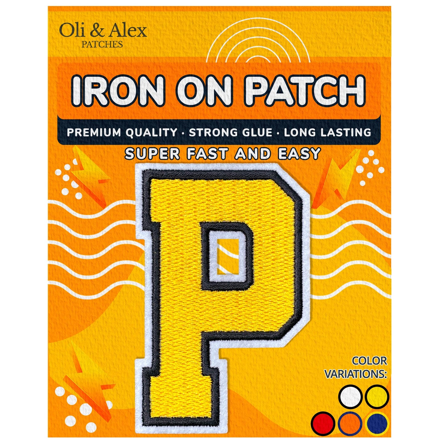 Iron on Letters Patches - Letter Patch for Clothing - Embroidered Patches for Clothes - Embroidery Appliques Team School University - Sew on Appliques 3.26 inch – Yellow, O BST220
