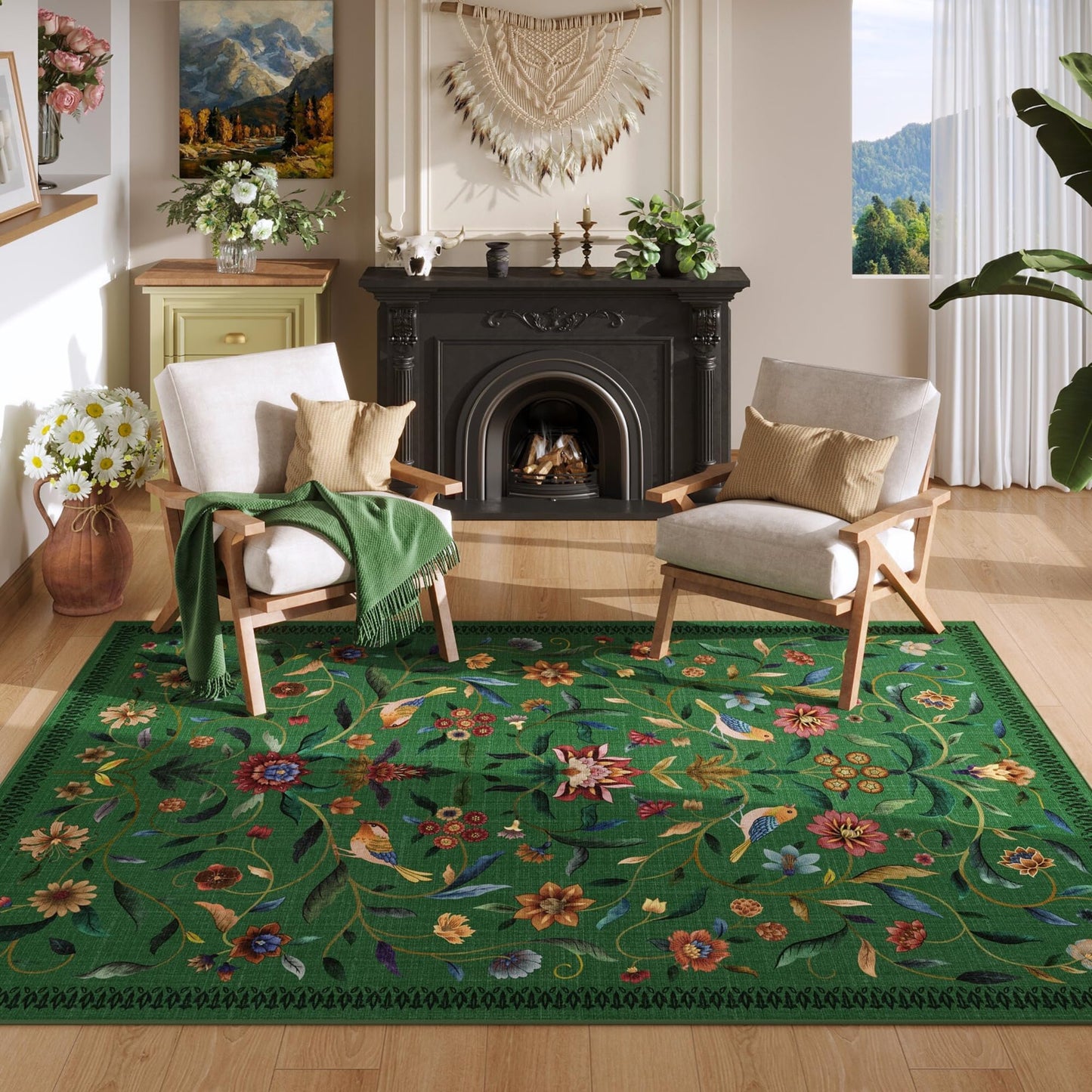 Vintage Medallion Floral Kitchen Runner 2x6, Machine Washable Rug, Soft Low Pile, Non-Slip Carpet for Hallways, Laundry, Bedroom, Bathroom, Entryway | Pink BST220