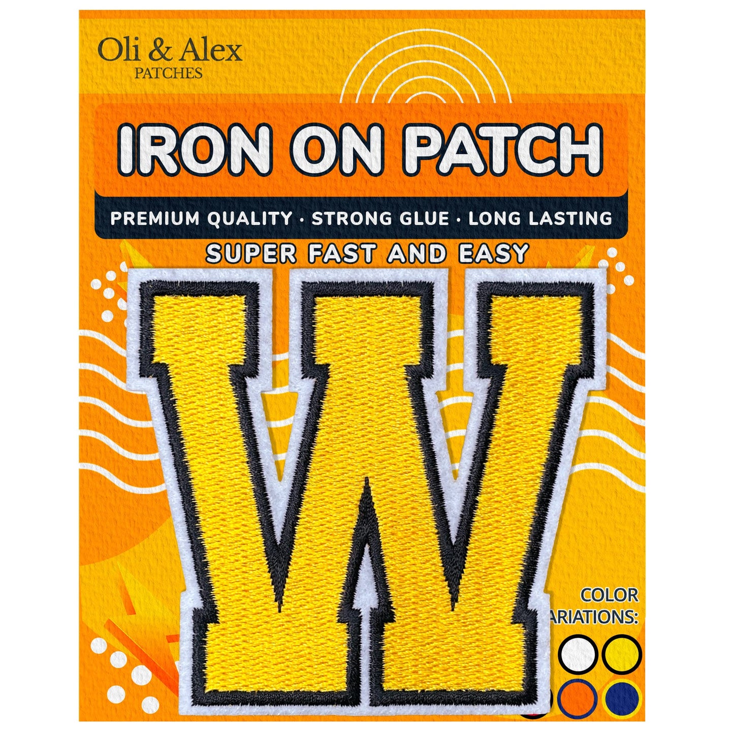 Iron on Letters Patches - Letter Patch for Clothing - Embroidered Patches for Clothes - Embroidery Appliques Team School University - Sew on Appliques 3.26 inch – Yellow, O BST220