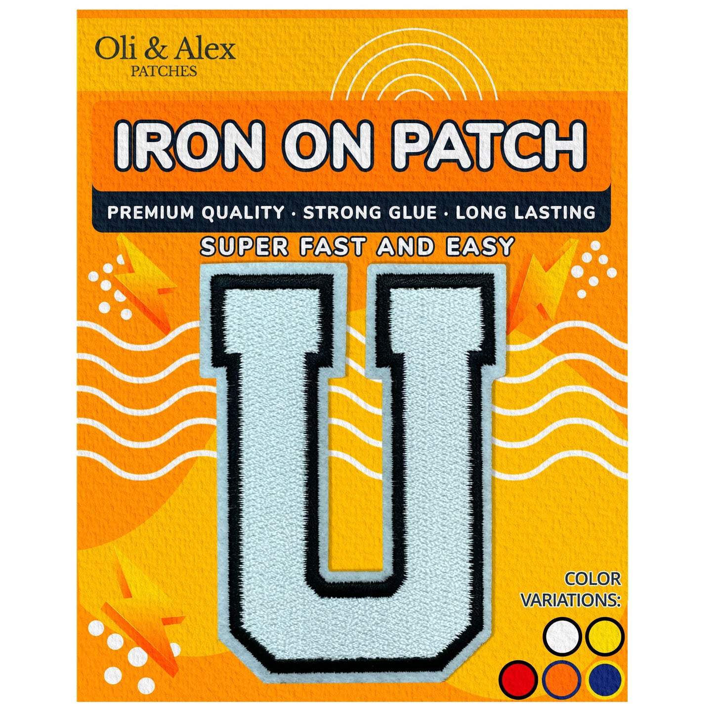 Iron on Letters Patches - Letter Patch for Clothing - Embroidered Patches for Clothes - Embroidery Appliques Team School University - Sew on Appliques 3.26 inch – Yellow, O BST220