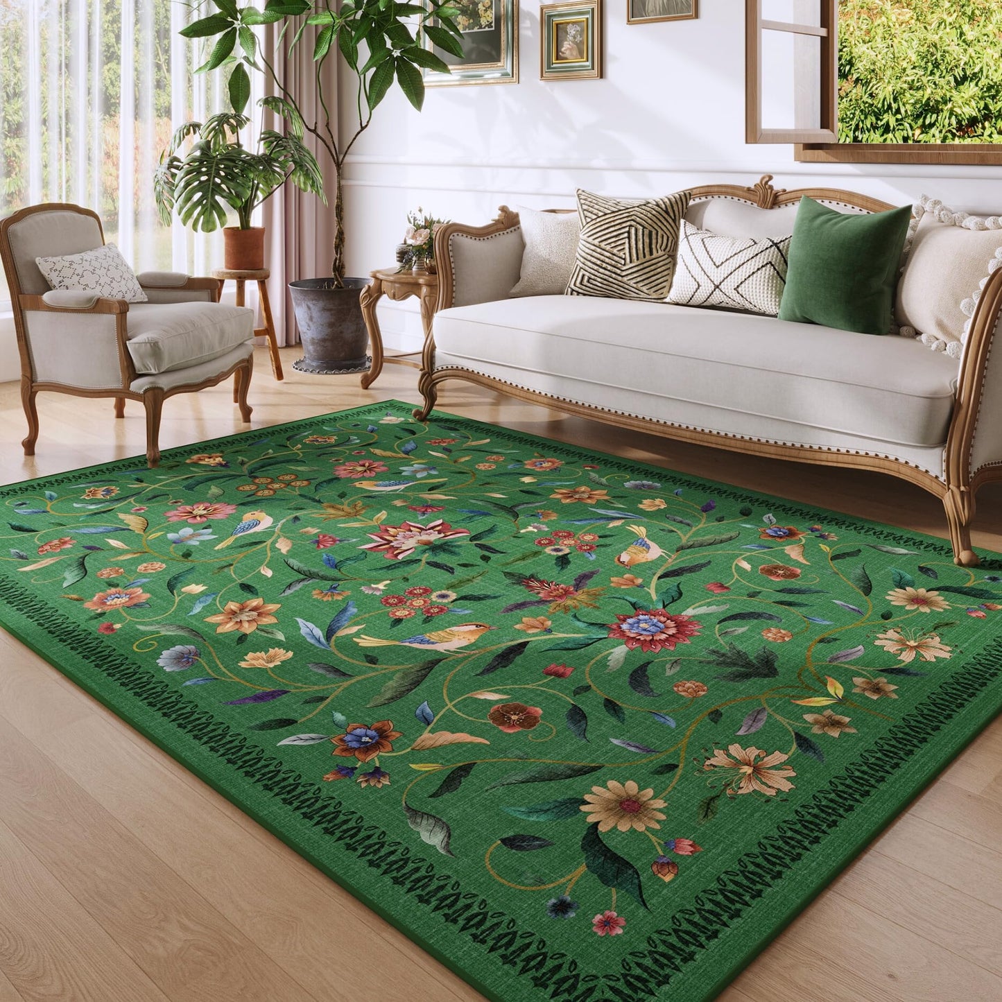 Vintage Medallion Floral Kitchen Runner 2x6, Machine Washable Rug, Soft Low Pile, Non-Slip Carpet for Hallways, Laundry, Bedroom, Bathroom, Entryway | Pink BST220