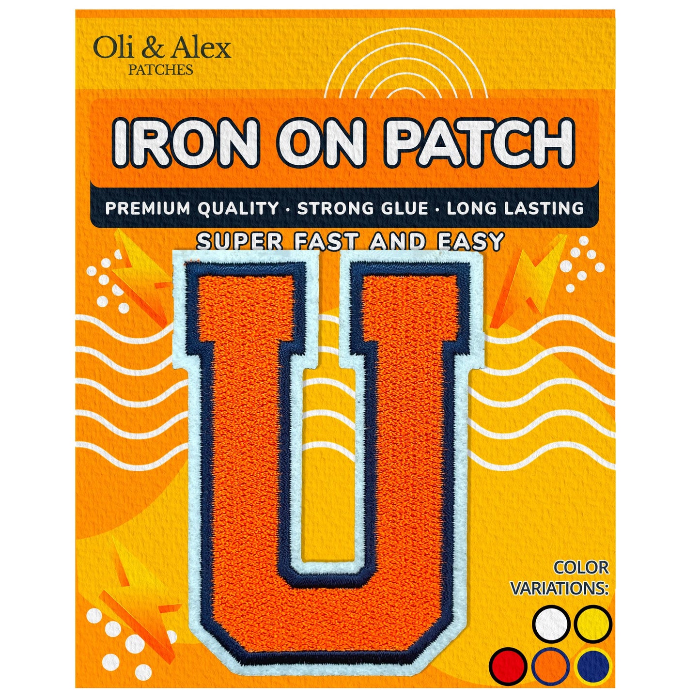 Iron on Letters Patches - Letter Patch for Clothing - Embroidered Patches for Clothes - Embroidery Appliques Team School University - Sew on Appliques 3.26 inch – Yellow, O BST220