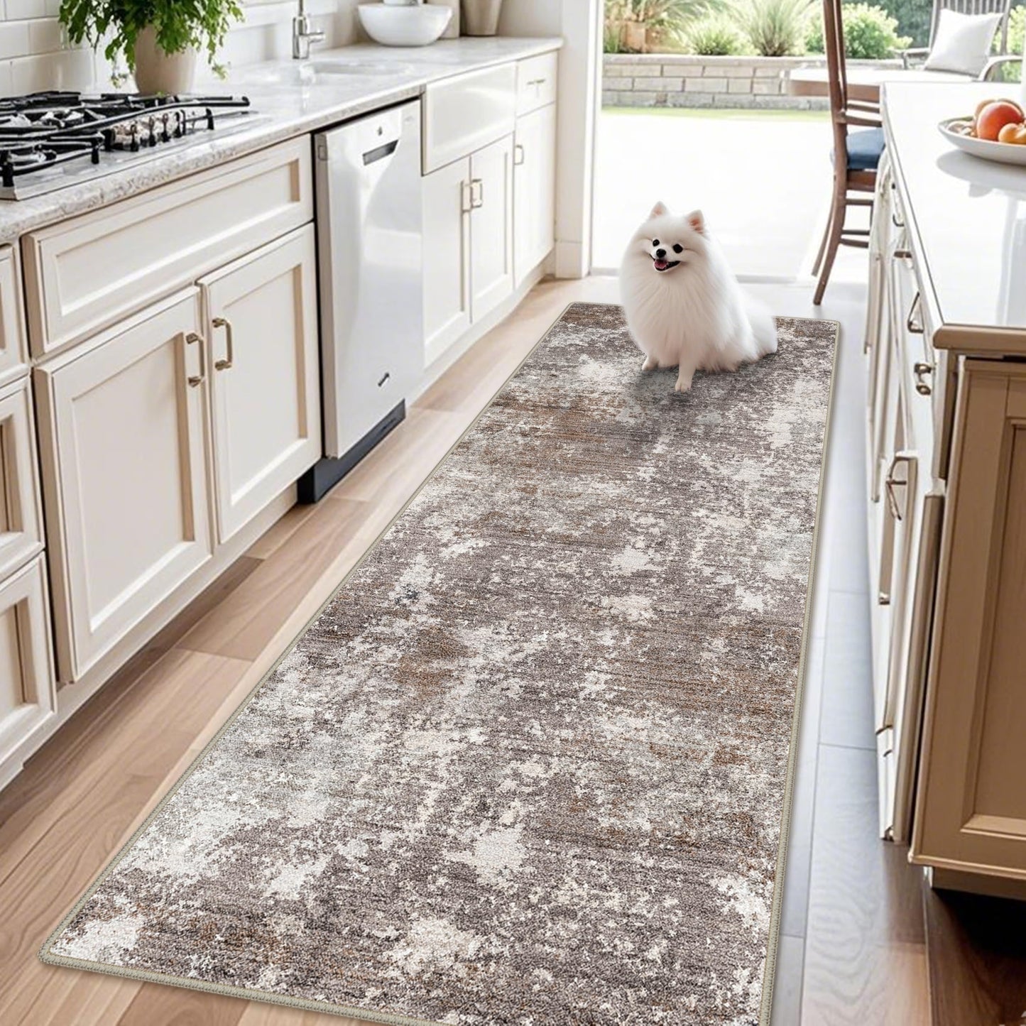 2x3 Washable Entryway Rug – Non-Slip Modern Abstract Neutral Small Throw Area Rug for Kitchen, Bedroom – Soft Low Pile Thin Indoor Door Mat（Black Grey,2x3） BST326H