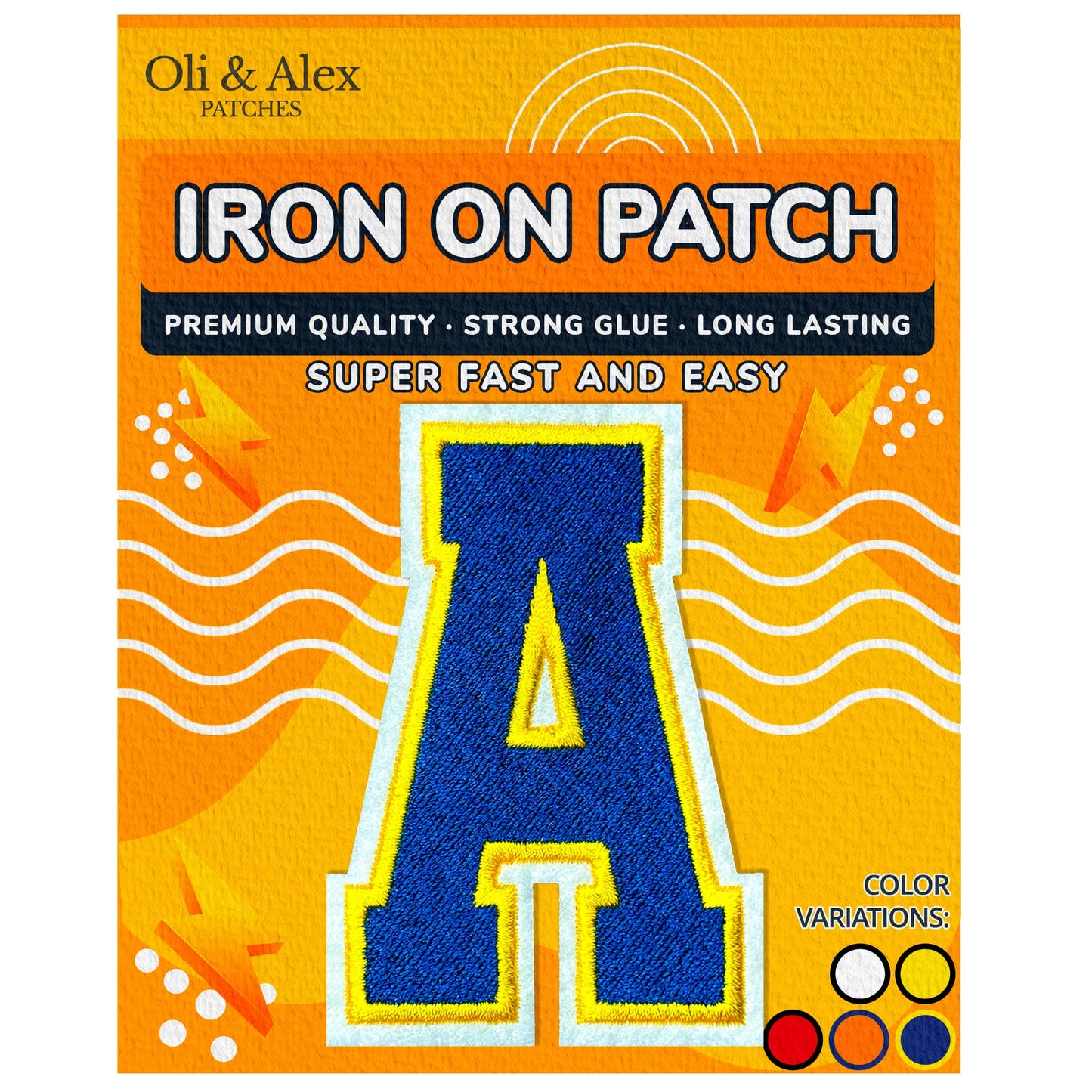 Iron on Letters Patches - Letter Patch for Clothing - Embroidered Patches for Clothes - Embroidery Appliques Team School University - Sew on Appliques 3.26 inch – Yellow, O BST220