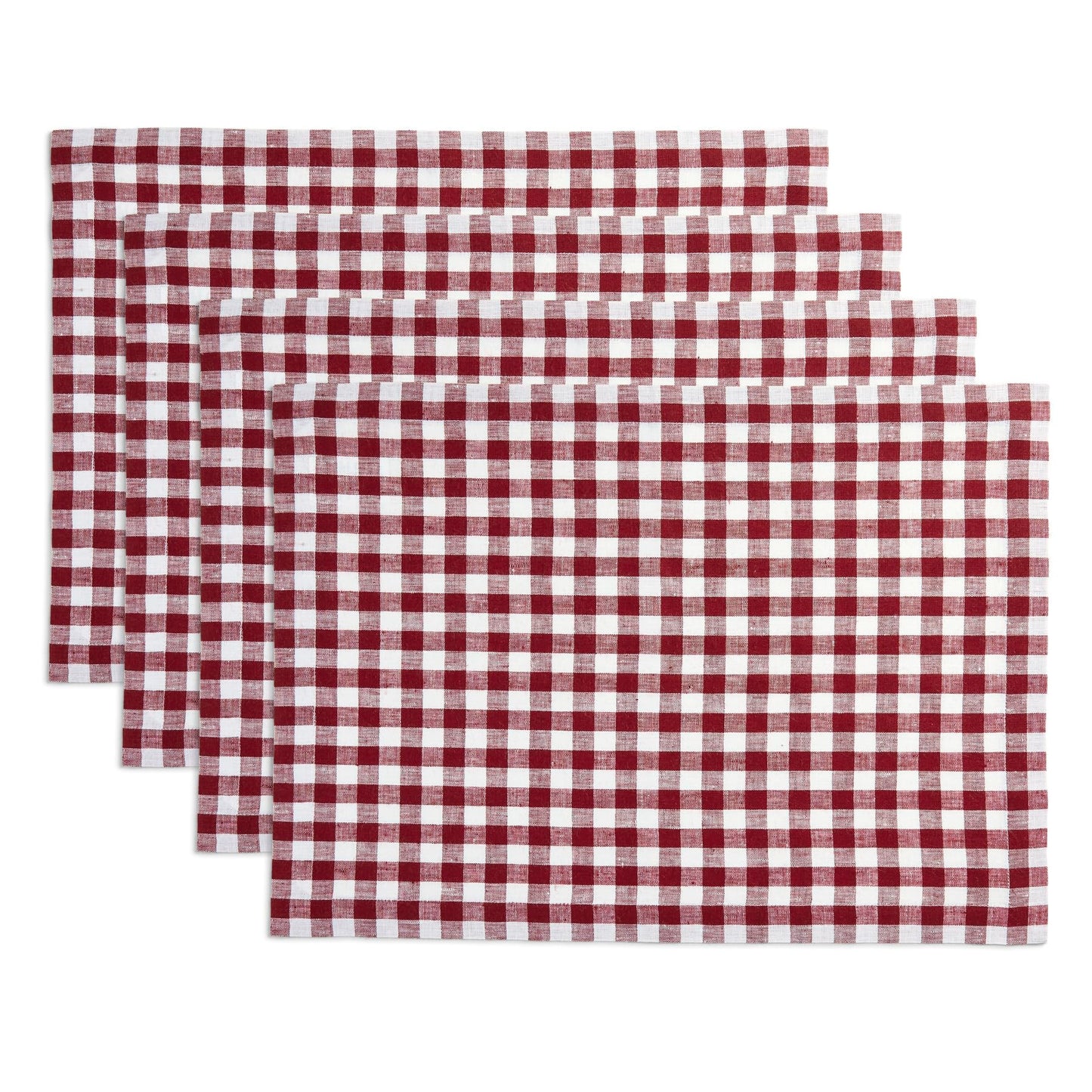 Solino Home 100% Linen Napkins Hydrangea Blue Check, 20 x 20 in, Set of 4 | Gingham Check Cloth Napkins for everyday meals, hosting and gifting; gingham checkered weave; Pure Linen; OEKO-TEX Certified BST326SOLH