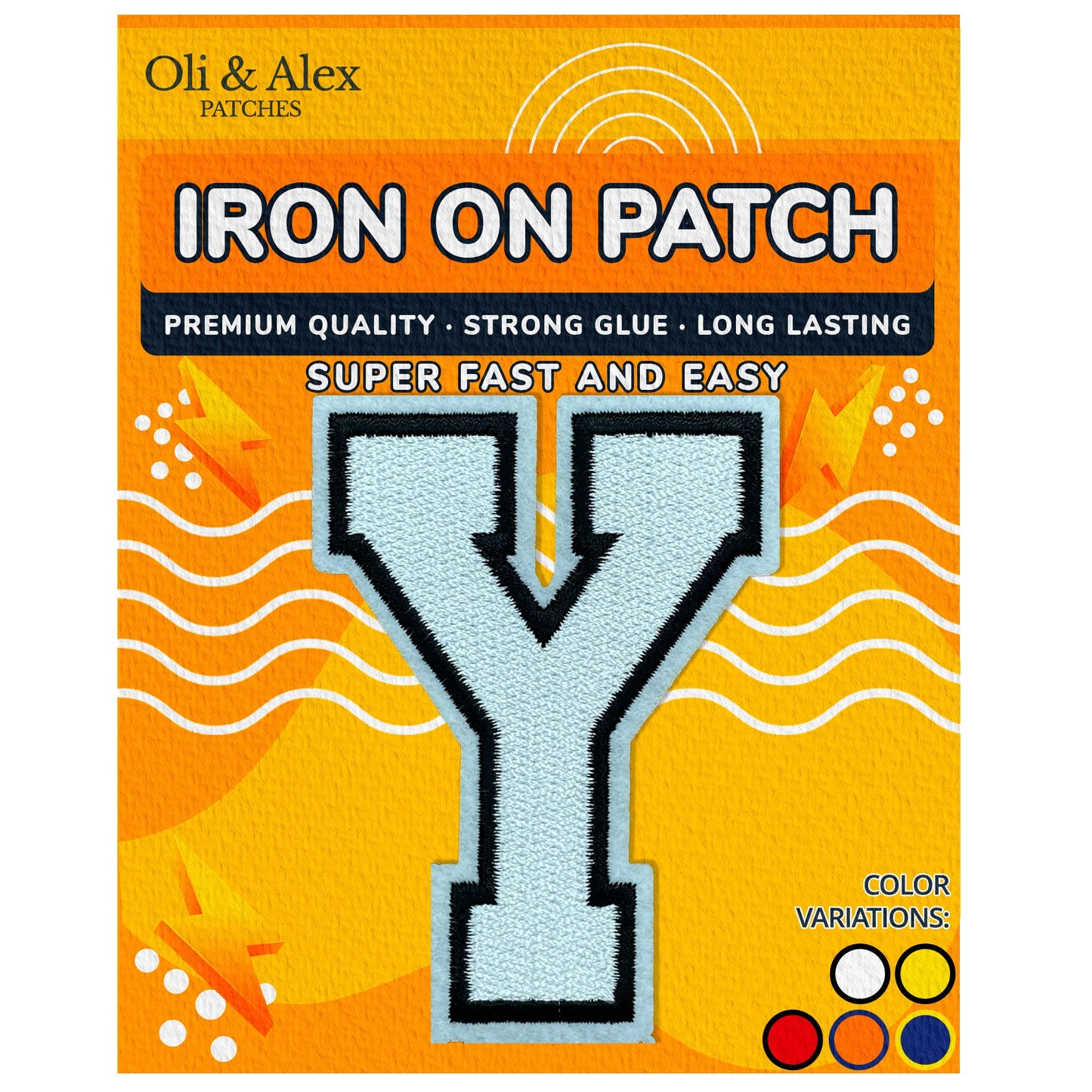 Iron on Letters Patches - Letter Patch for Clothing - Embroidered Patches for Clothes - Embroidery Appliques Team School University - Sew on Appliques 3.26 inch – Yellow, O BST220