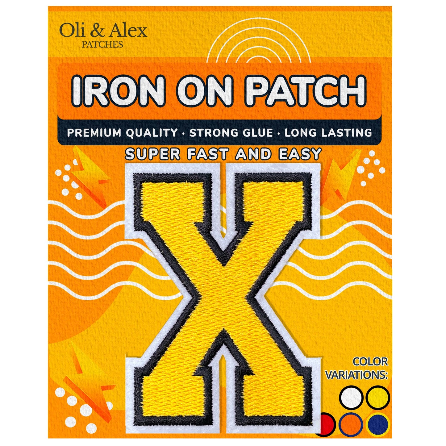 Iron on Letters Patches - Letter Patch for Clothing - Embroidered Patches for Clothes - Embroidery Appliques Team School University - Sew on Appliques 3.26 inch – Yellow, O BST220