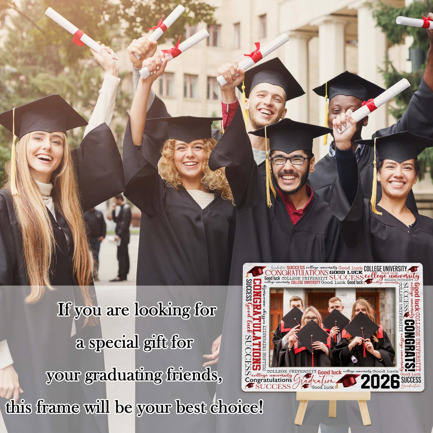 Graduation Picture Frame, 2026 Graduation Frames with Easel, 4x6 Photo Insert for Party Tabletop Display, Congrats Grad Gifts for Her Him High School College - B04 BST220