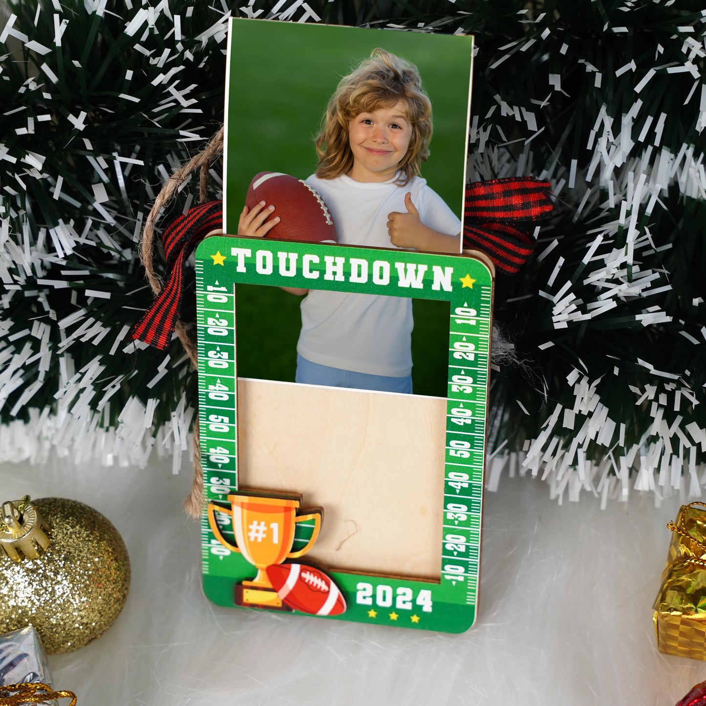 Hangwoous Baby's First Christmas Photo Frame Ornament 2025 | Wooden portrait frame keepsake, first Christmas photo gift for baby BST202
