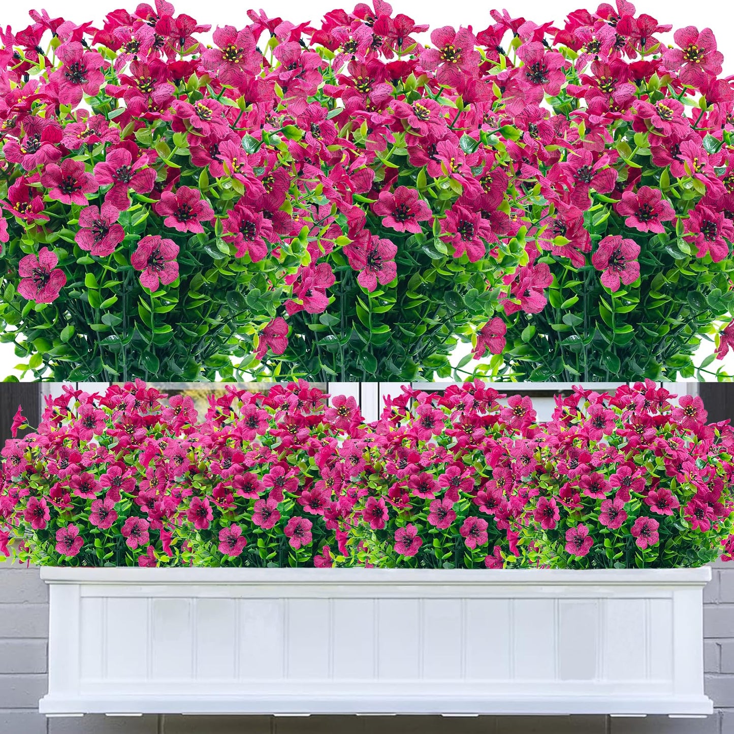 8 Bundles Outdoor Artificial Flowers,UV Resistant Fake Flowers Outdoor Plastic Plants Faux Silk Flower for Outside Indoor Decoration(Blue) BST202