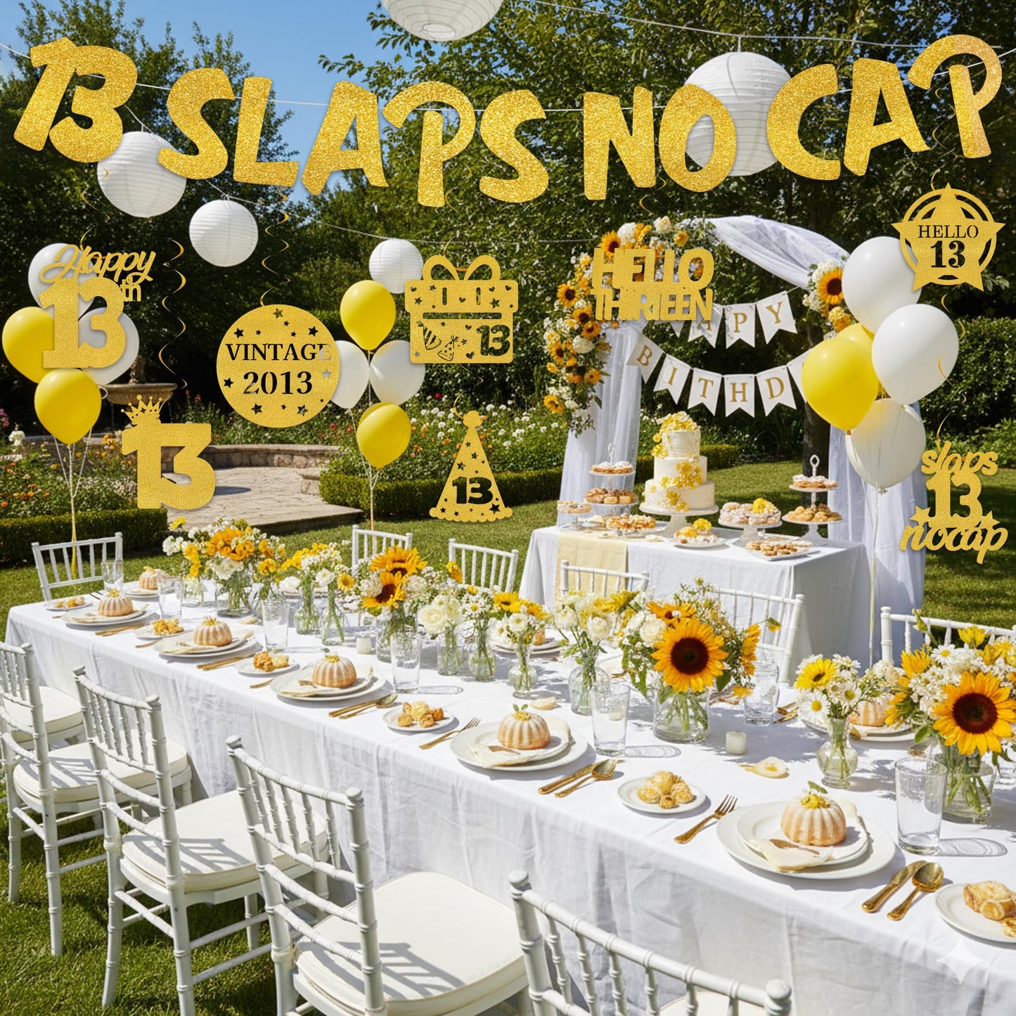 18th Birthday Decorations Banner for Boys - Pre-strung Gold Glitter 18 Slaps No Cap Banner Hanging Swirls, Funny Gen Z Slang 18 Year Old Party Supplies BST220