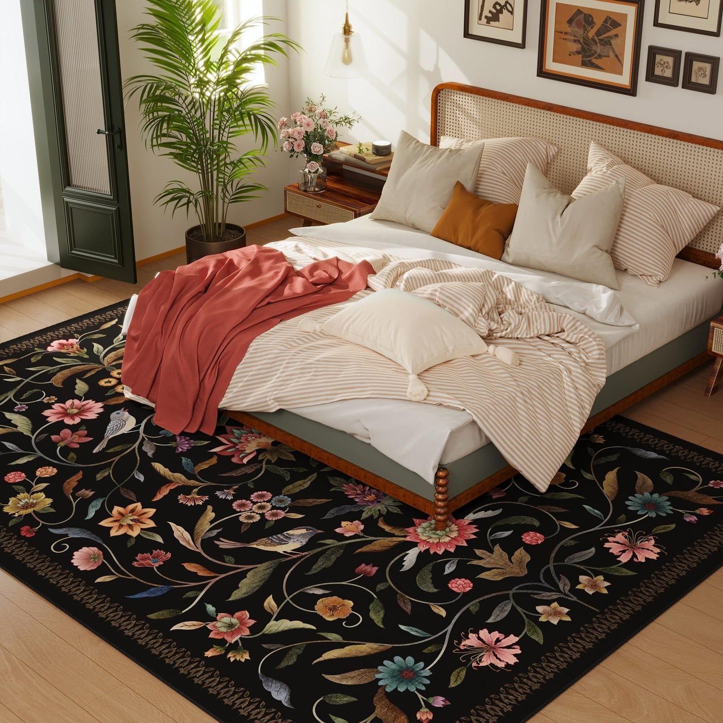 Vintage Medallion Floral Kitchen Runner 2x6, Machine Washable Rug, Soft Low Pile, Non-Slip Carpet for Hallways, Laundry, Bedroom, Bathroom, Entryway | Pink BST220
