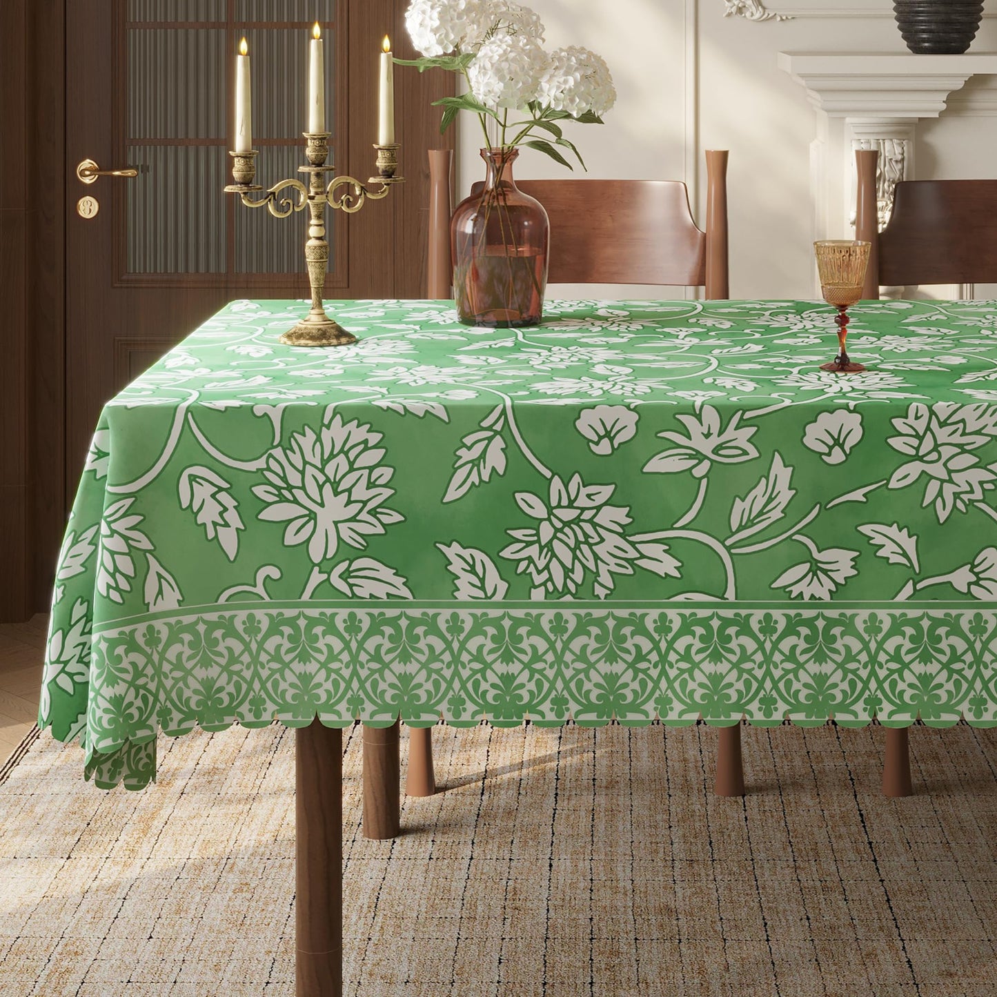 Easter Tablecloth 60x84 Inch Rectangular, Spring Tablecloth, Plaid Bunny Egg Washable Polyester Table Cloth, Fabric Table Cover for Party Picnic Dinner Decor,Easter E BST326H