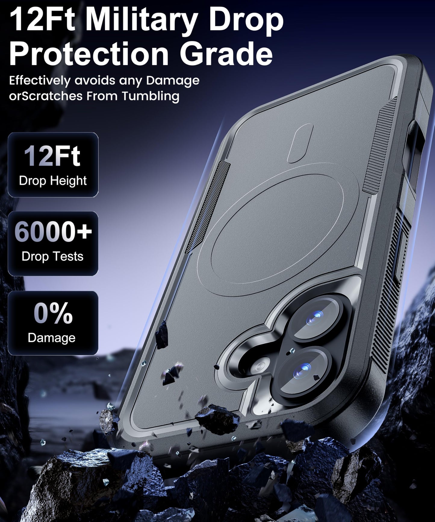 Magnetic for iPhone 17 Air Case [Compatible with MagSafe] [Shockproof] [Heavy Duty Protection] Pocket-Friendly & Tough Non-Slip Protective Phone Cover for iPhone 17Air 6.6", Black WN420