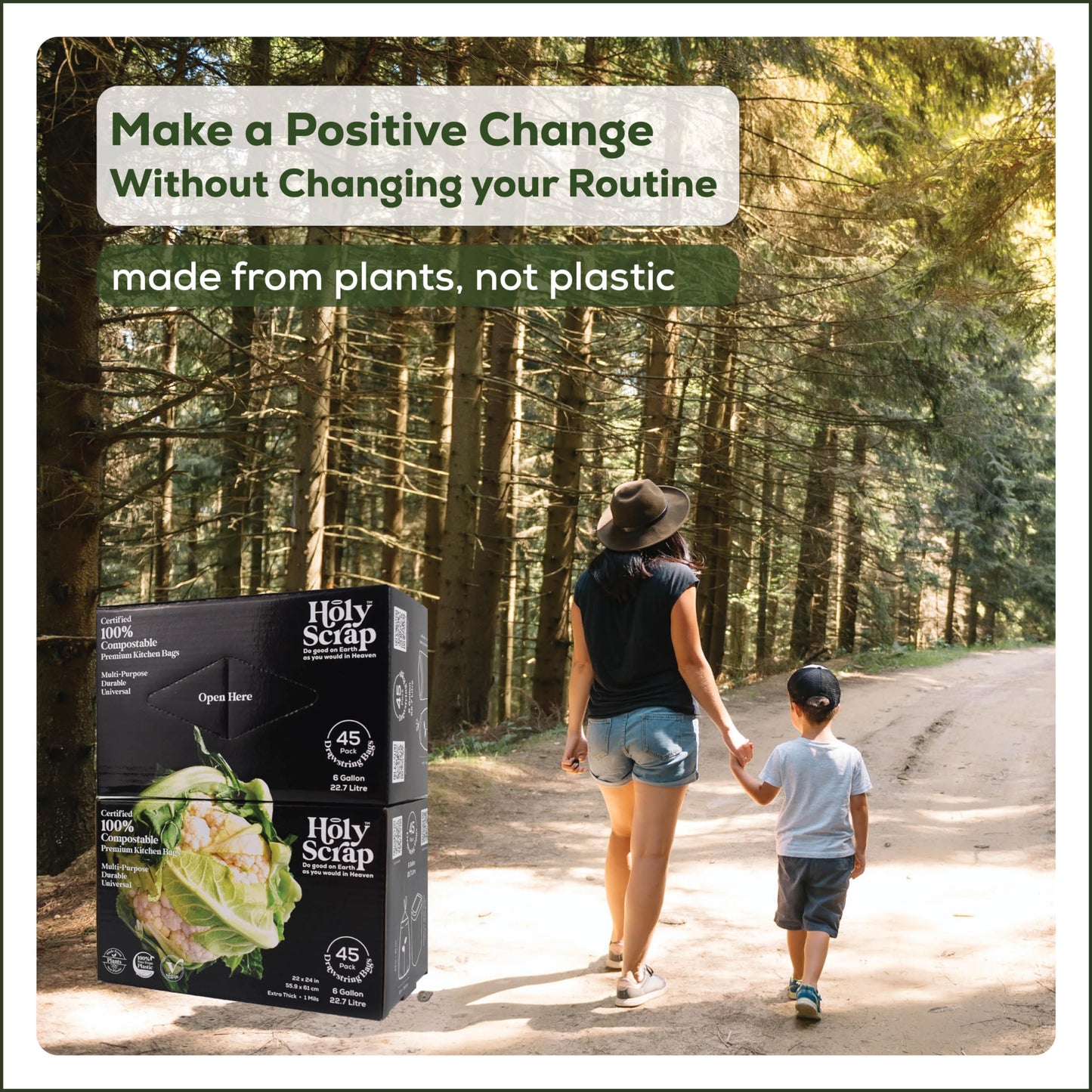 Small Compostable Trash Bags - 2.6 Gallon, 100 Pack, 100% Plastic-Free Decomposing Kitchen Food Waste Trash Can Bags & Liners, Thick Countertop Garbage, Bathroom & Bio Bin Bags