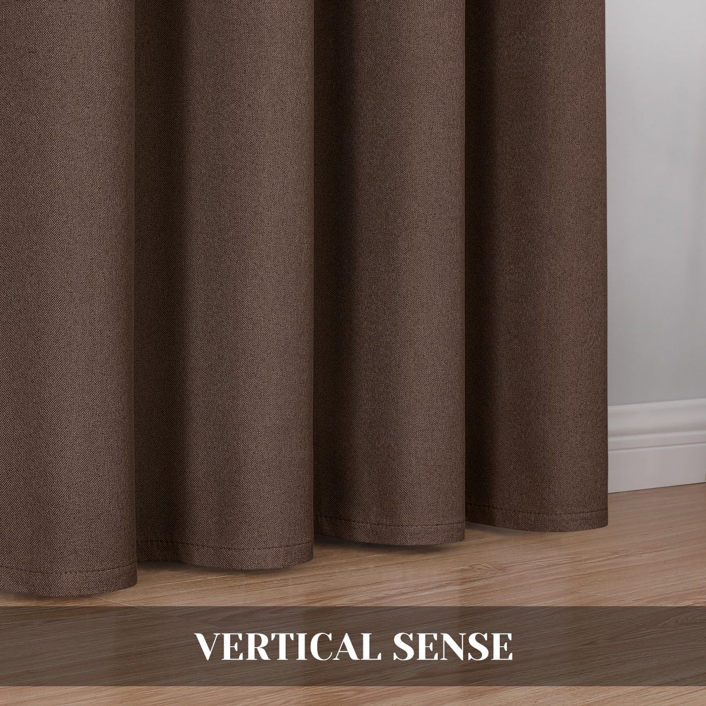 HOMEIDEAS 100% Ivory Cream Linen Blackout Curtains for Bedroom, 52 x 96 Inch Length 2 Panels Faux Linen Thermal Insulated Black Out Grommet Window Drapes for Living Room BST202