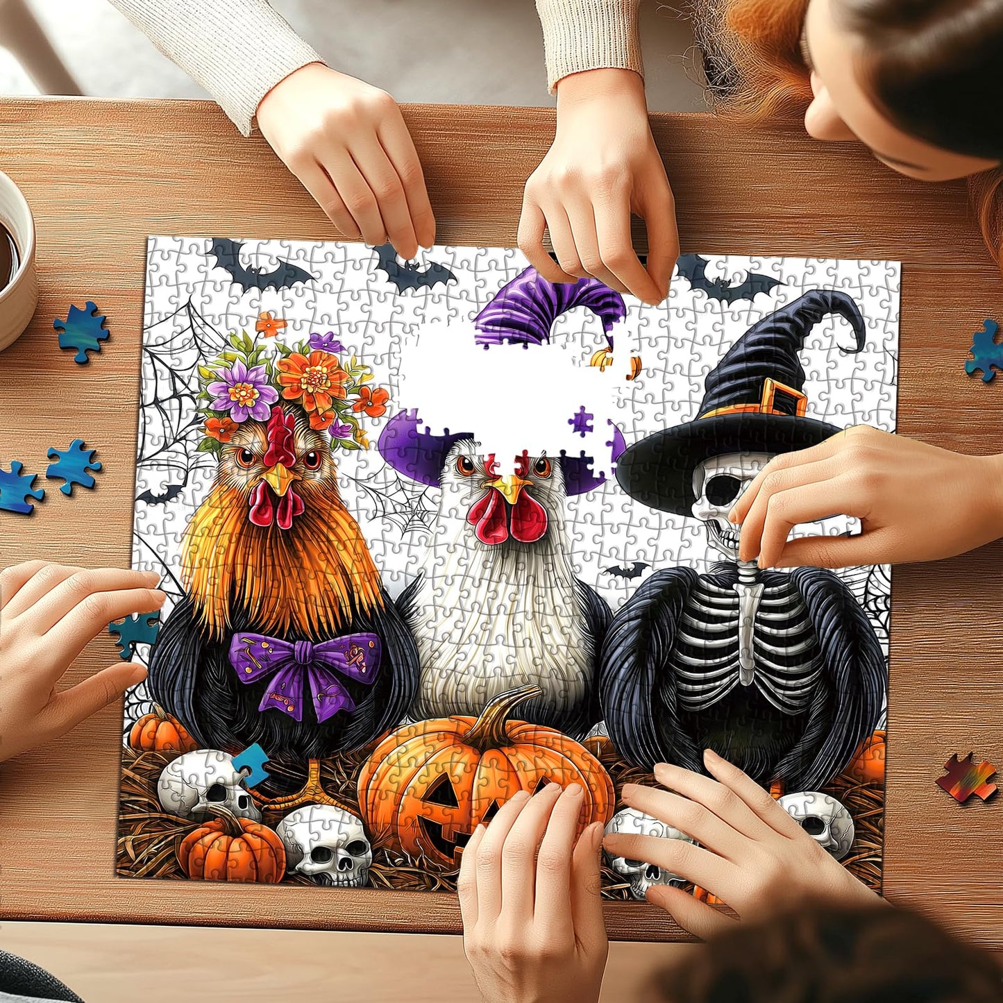 Halloween Puzzle 1000 Pieces for Adults Spooky Scarecrow Farm | Jigsaw Puzzles 1000 Pieces Autumn Horror Spooky with Pumpkin & Ghost Truck for Party Game Night, Dust-Free, 27.5"x19.7" WN420