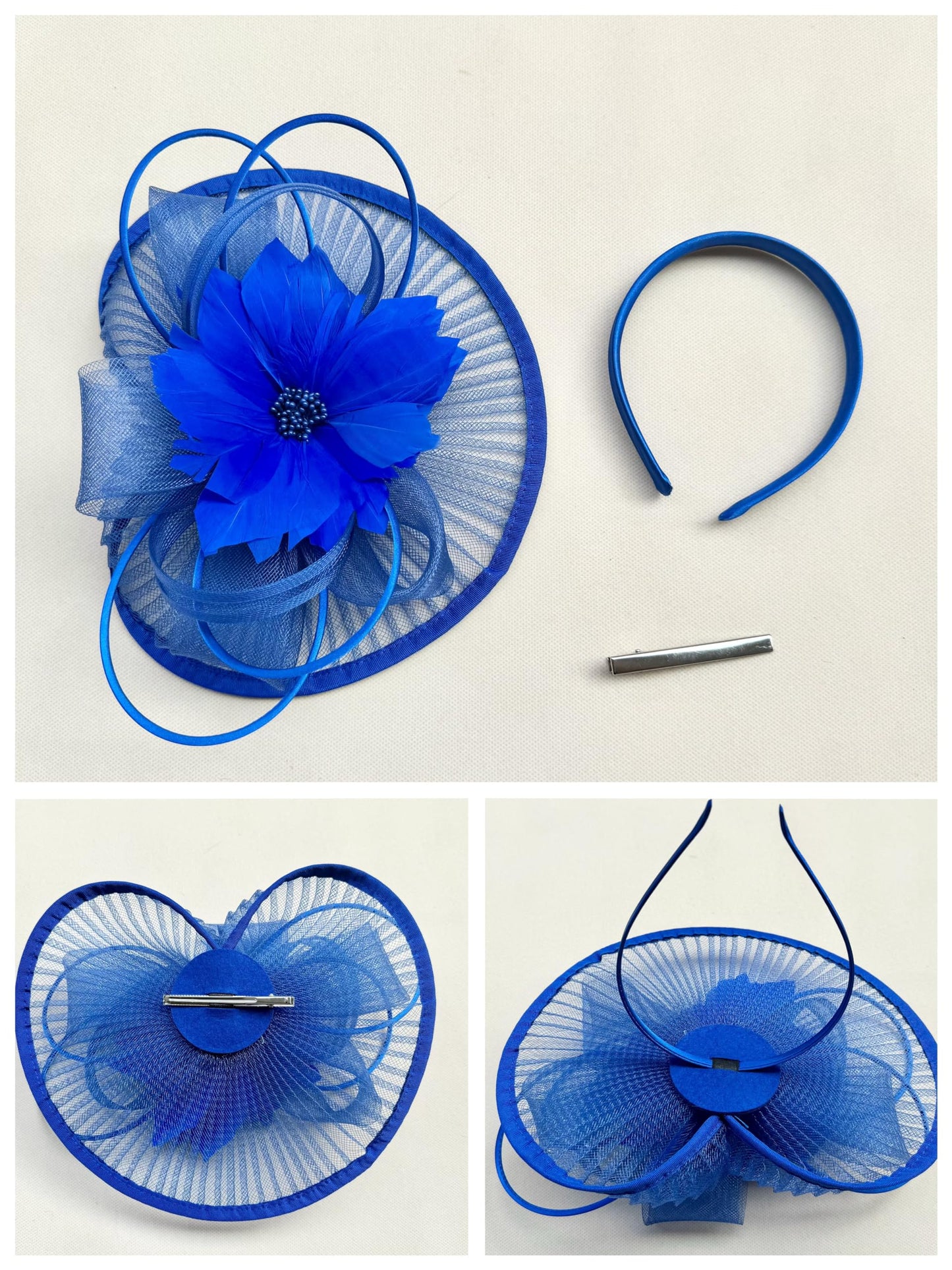 SAFERIN Elegant Women's Fascinator Hat with Veil and Feather Hair Clip Headpiece for Weddings Tea Party WN420