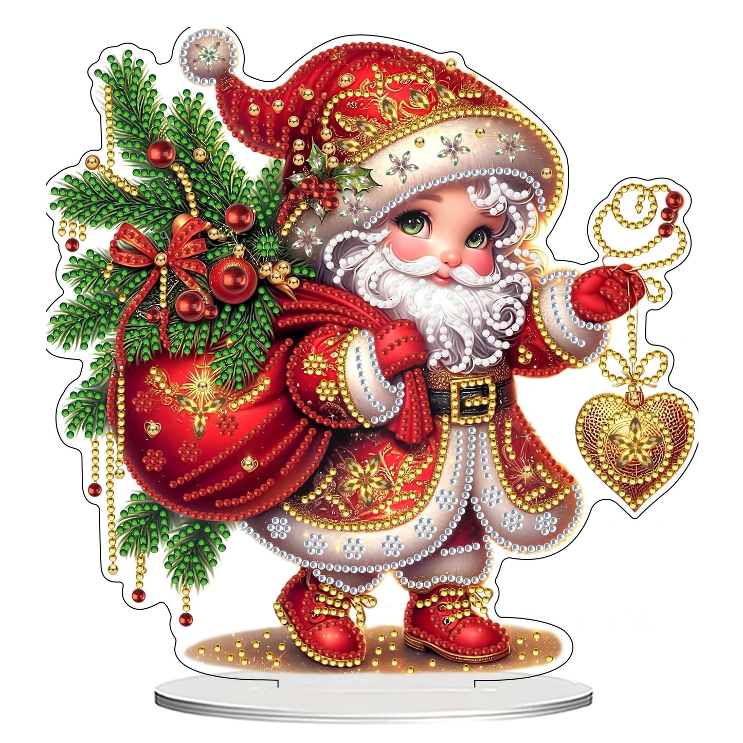JJFox DIY 5D Tabletop Diamond Art Painting Kit， Desktop Ornament Special Shaped Rhinestone Desk Placement Ornament，Home Office Stand Up Gem Painting Craft Kit，Gift (Father Christmas-2) BST202