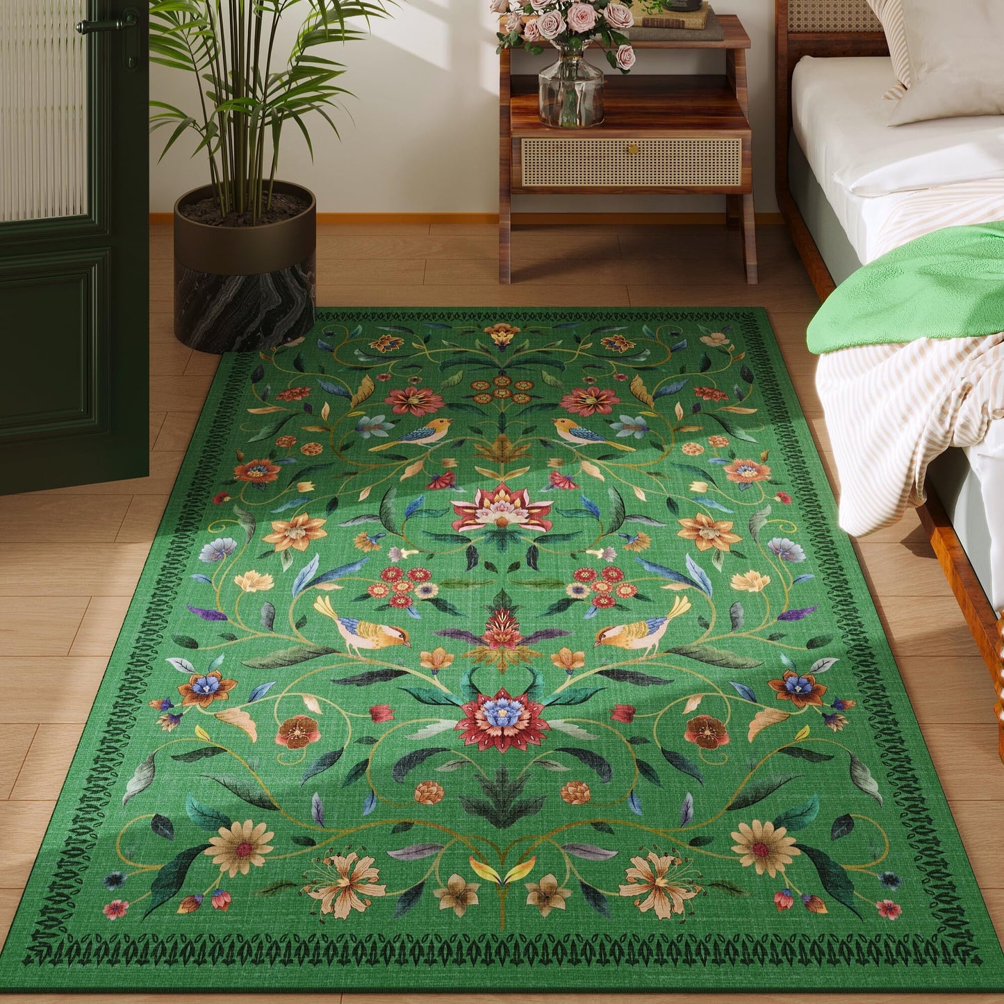 Vintage Medallion Floral Kitchen Runner 2x6, Machine Washable Rug, Soft Low Pile, Non-Slip Carpet for Hallways, Laundry, Bedroom, Bathroom, Entryway | Pink BST220