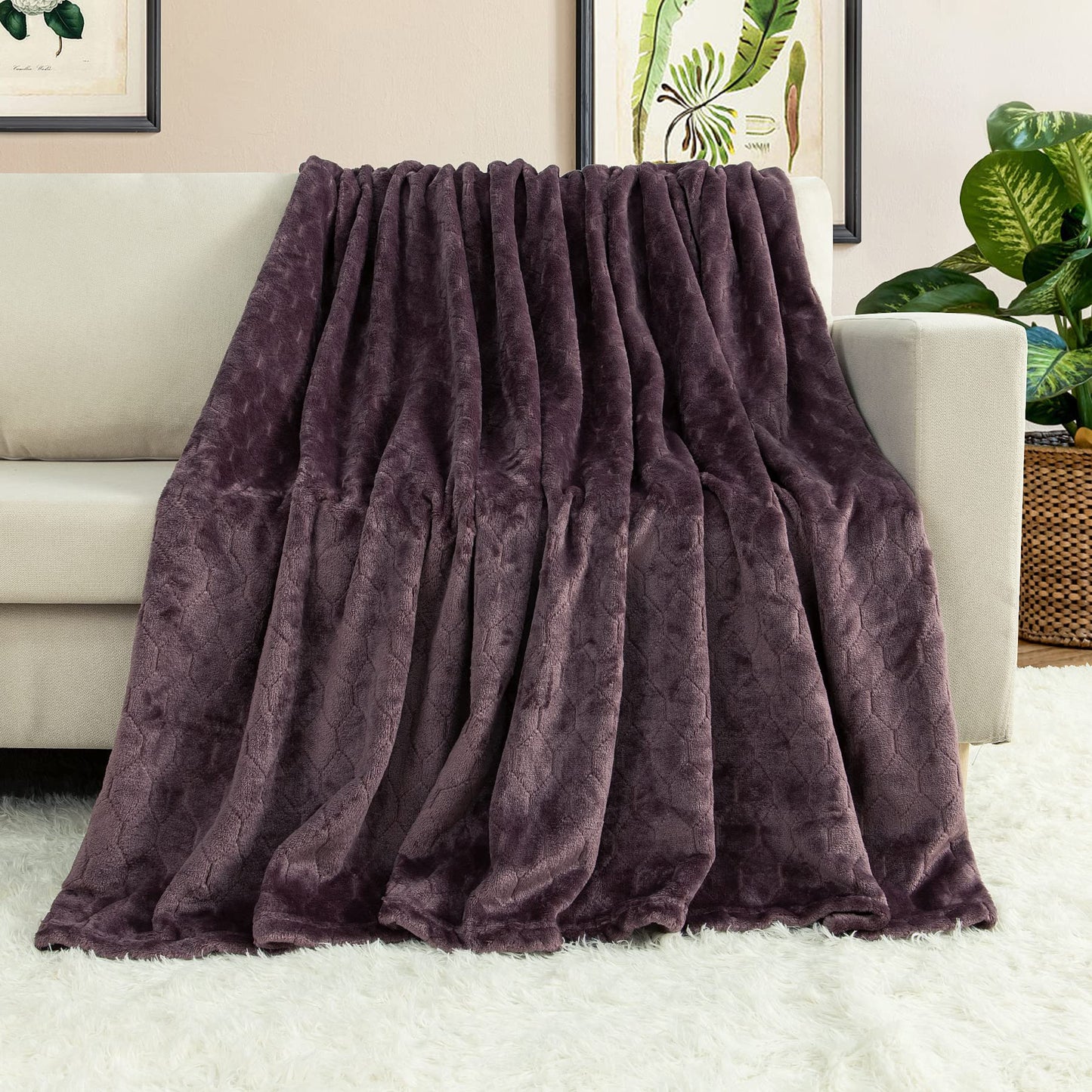 TOONOW Fleece Blanket Super Soft Cozy Throw Blanket 50" x 60", Lightweight Fuzzy Comfy Textured Flannel Blanket Warm Plush Throw Blankets for Couch, Sofa, Bed, Emerald WN420