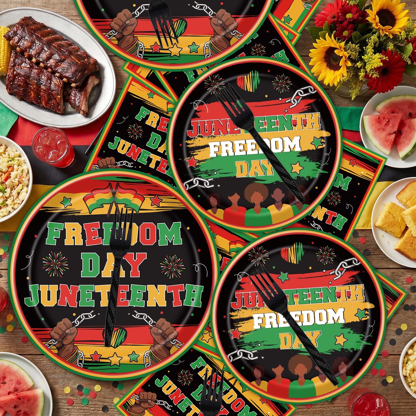 Gameza July Christmas Party Decorations Tableware, 96PCS There's Some Hohoho's in July Disposable Paper Plates and Napkins Decoration, Summer Xmas Beach Forks Decor Supplies Serves 24 BST220