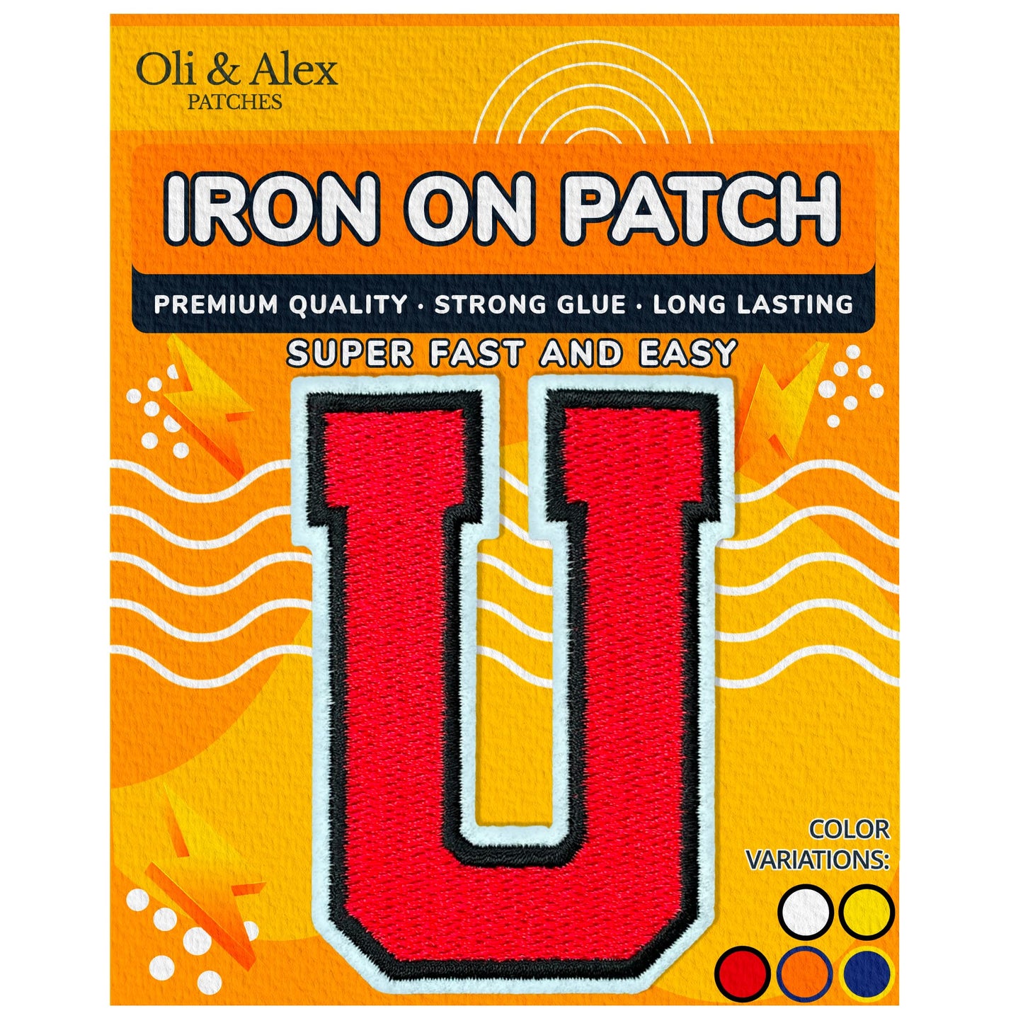 Iron on Letters Patches - Letter Patch for Clothing - Embroidered Patches for Clothes - Embroidery Appliques Team School University - Sew on Appliques 3.26 inch – Yellow, O BST220