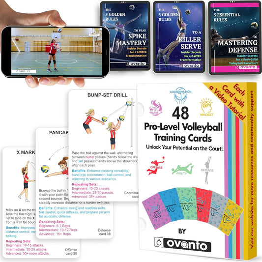 OVANTO Volleyball Training Equipment Aid – Solo Volleyball Equipment in 4 Styles to Serve, Spike, Set and Pass Like a Pro - Adjustable Volleyball Practice Equipment Gift for Beginners & Experts