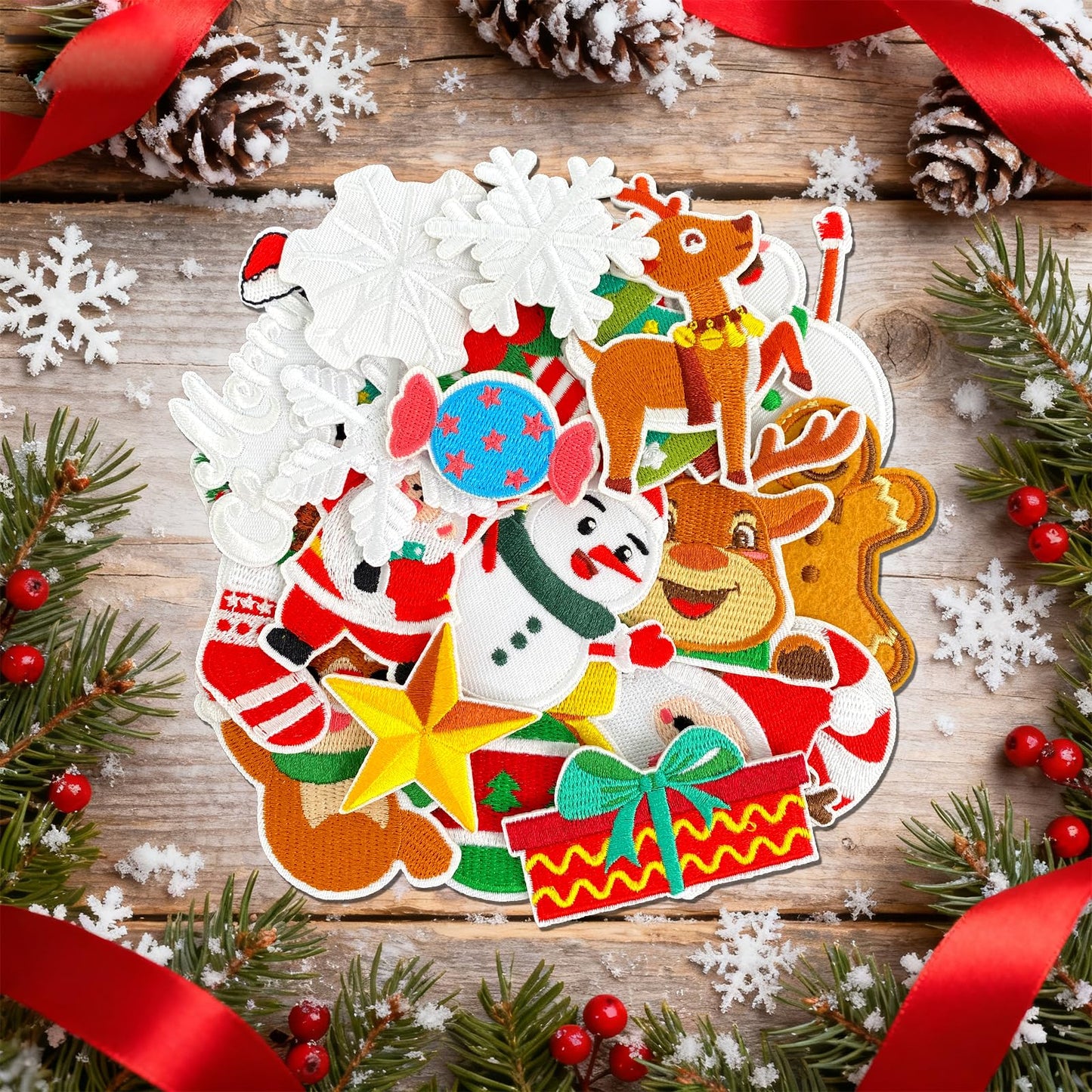32Pcs Christmas Iron on Patches, Christmas sew on Patches for Clothing, Hats, Backpacks, Jackets, and Bags BST326H