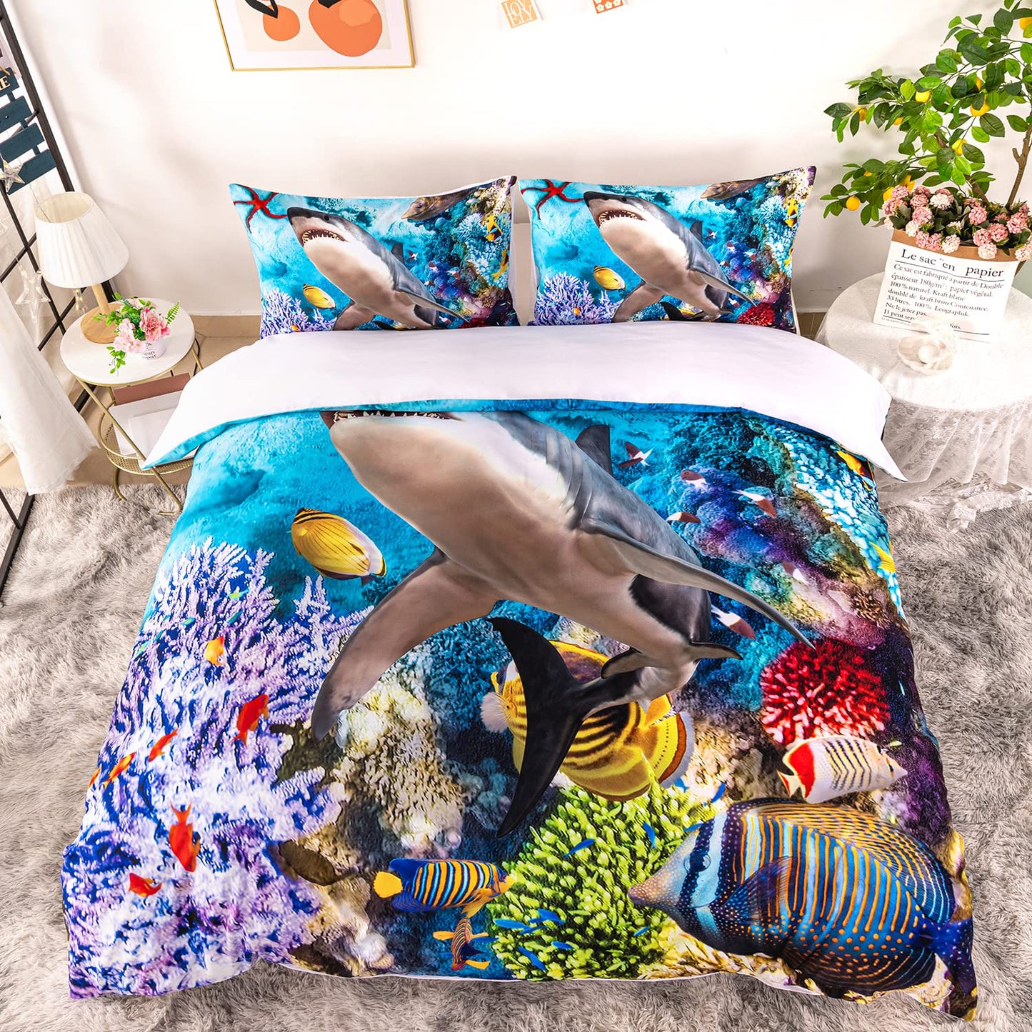 CVHOUSE Deer Hunting Duvet Cover Full Size,American Flag Bedding Set,Deer Theme Comforter for Boys Kids Teens,1 2 Pillowcases 3 Piece Full 79'x89' BST220