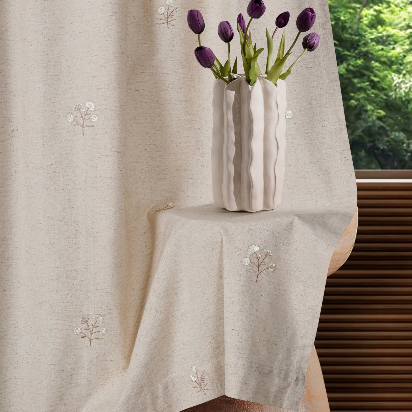Bedding Craft Curtains 63 Inch Length - White Poly Cotton Slub Drapes with Tab Top, Set of 2, Ideal for Bedroom, Living Room, and Office_ 50x63 inch BST220